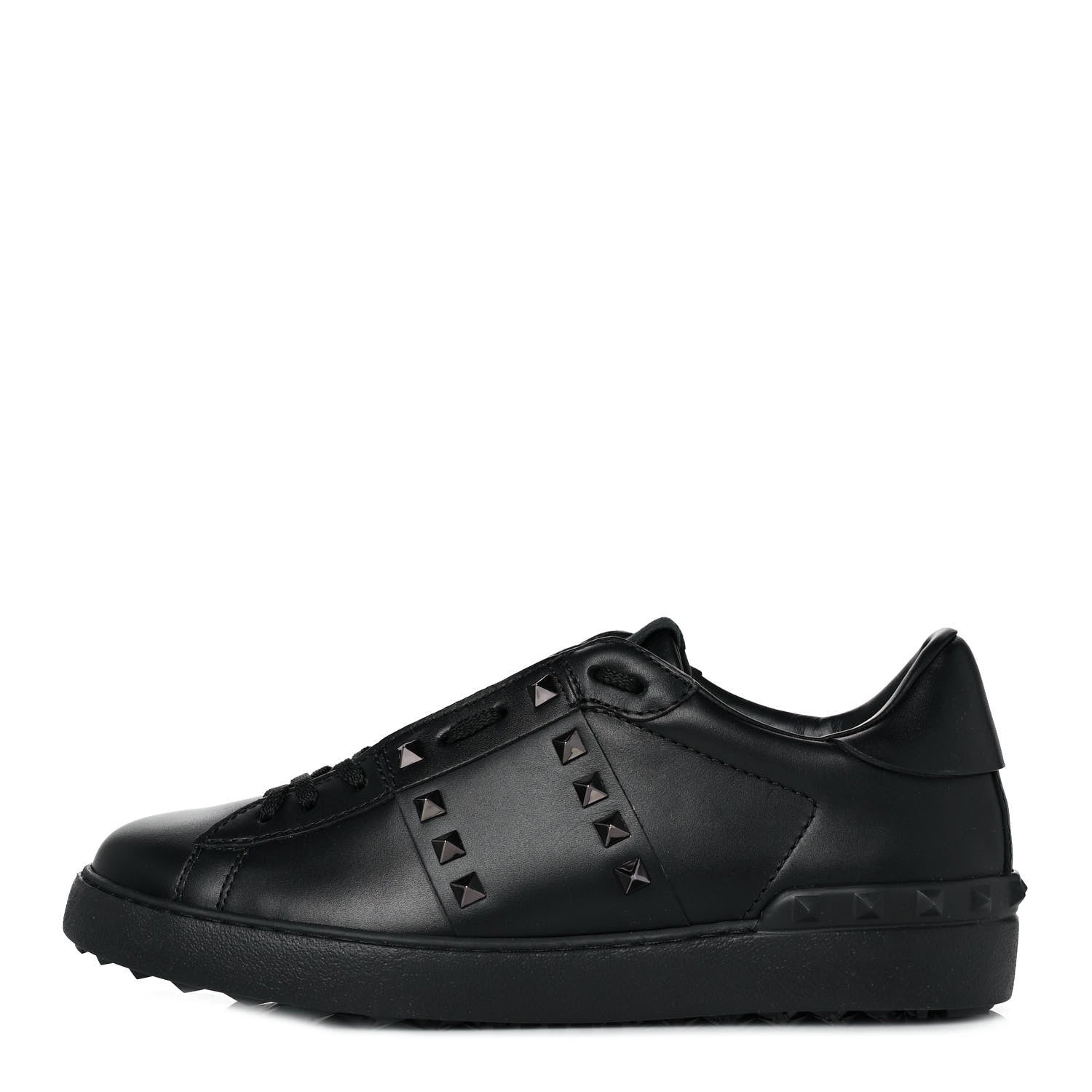 Valentino Garavani Calfskin Mens Rockstud Untitled Open Sneakers 40.5 Black 1 of 9