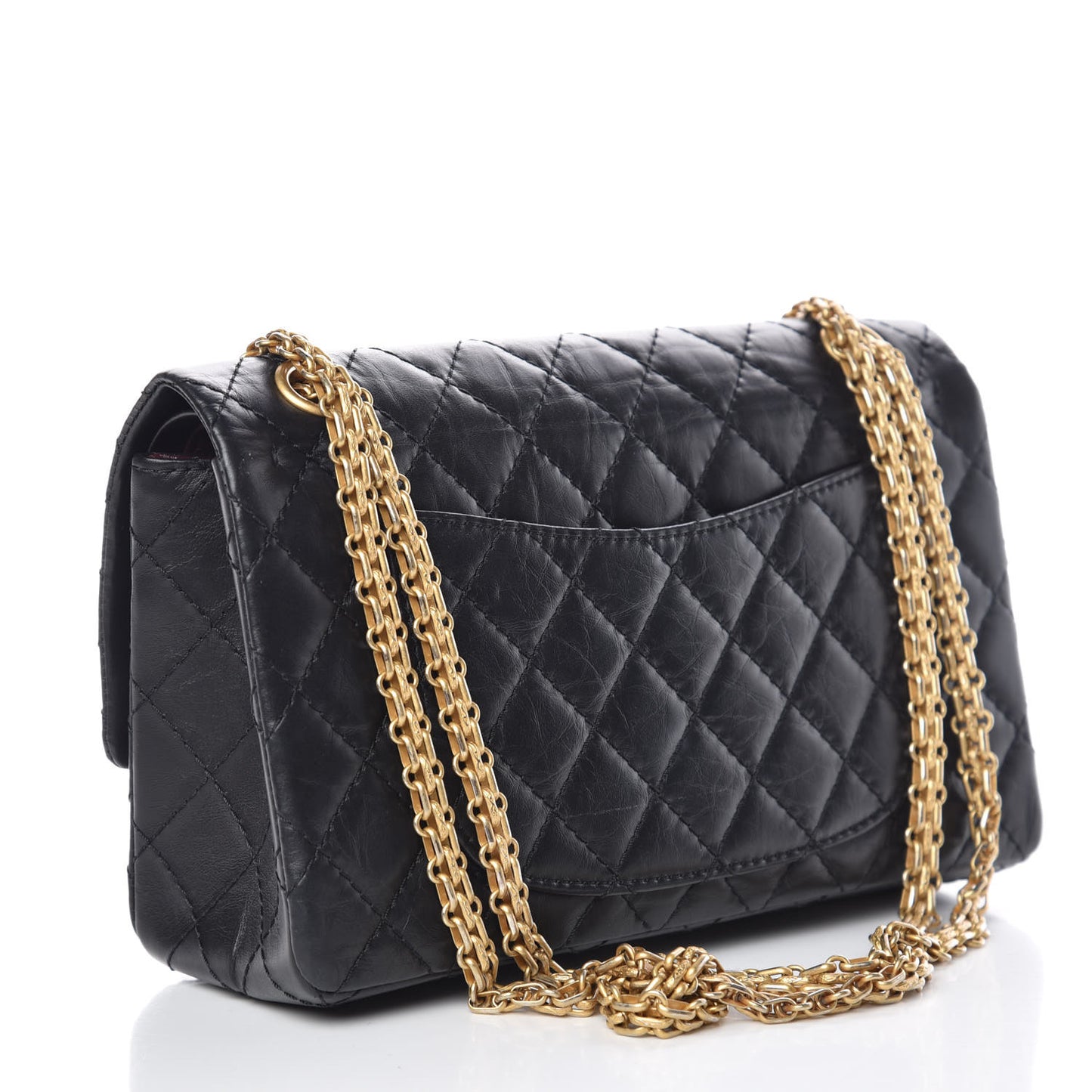 Aged Calfskin Quilted 2.55 Reissue 225 Flap Black