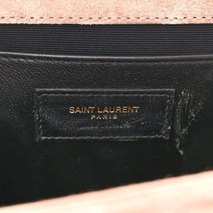Saint Laurent Suede Mixed Matelasse Triquilt Medium Monogram Envelope Satchel Rosy Sand 6 of 9