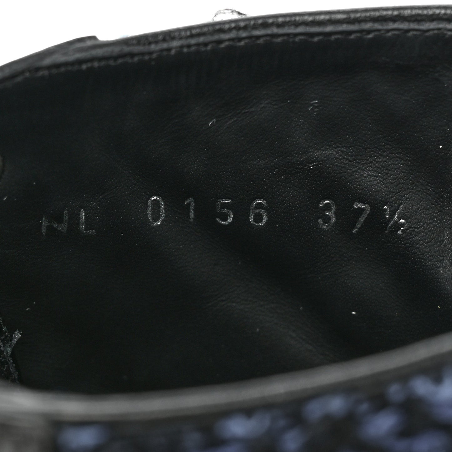 Tweed Calfskin Wonderland Ranger Boots 37.5 Blue Black