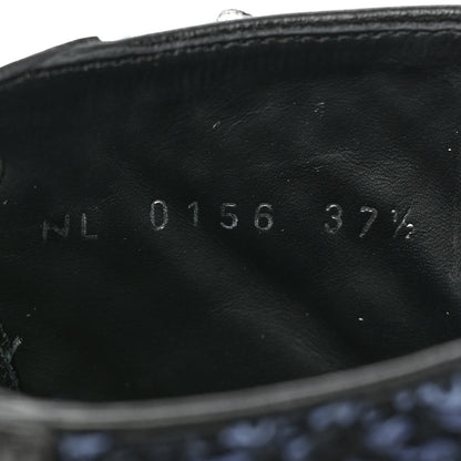 Louis Vuitton Tweed Calfskin Wonderland Ranger Boots 37.5 Blue Black 9 of 15