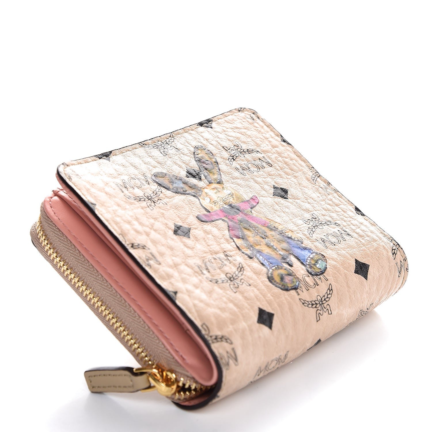 MCM Visetos Rabbit Zip Around Wallet Pink 4 of 10
