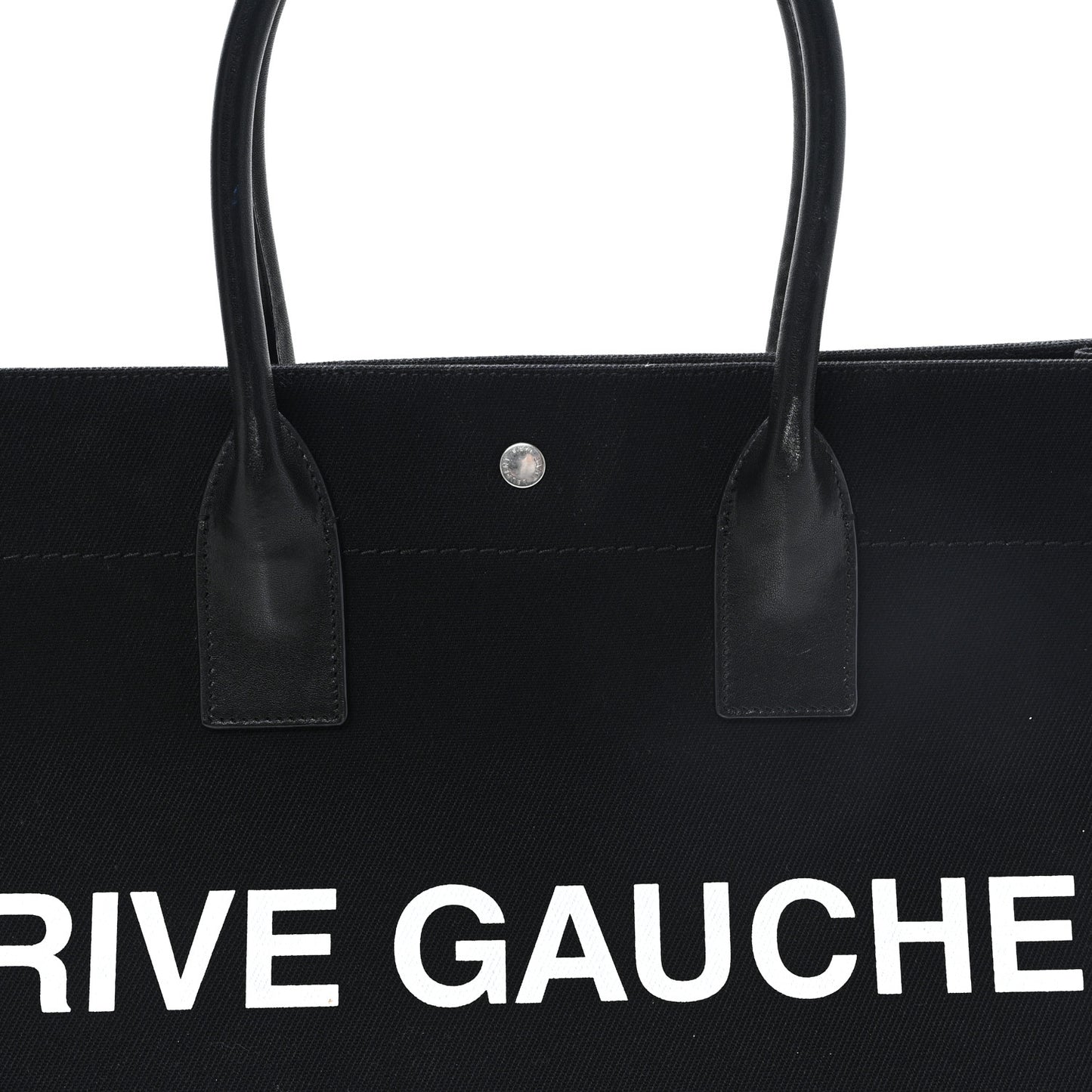 Linen Calfskin Rive Gauche Tote Black