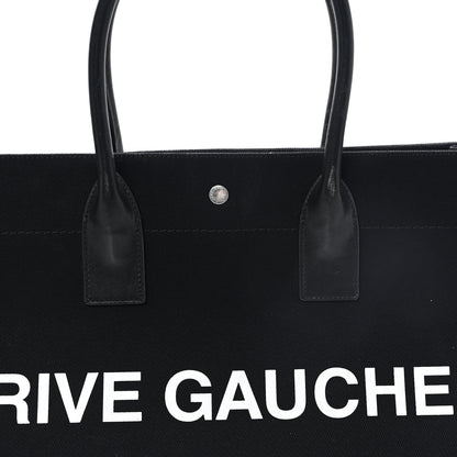 Saint Laurent Linen Calfskin Rive Gauche Tote Black 8 of 10