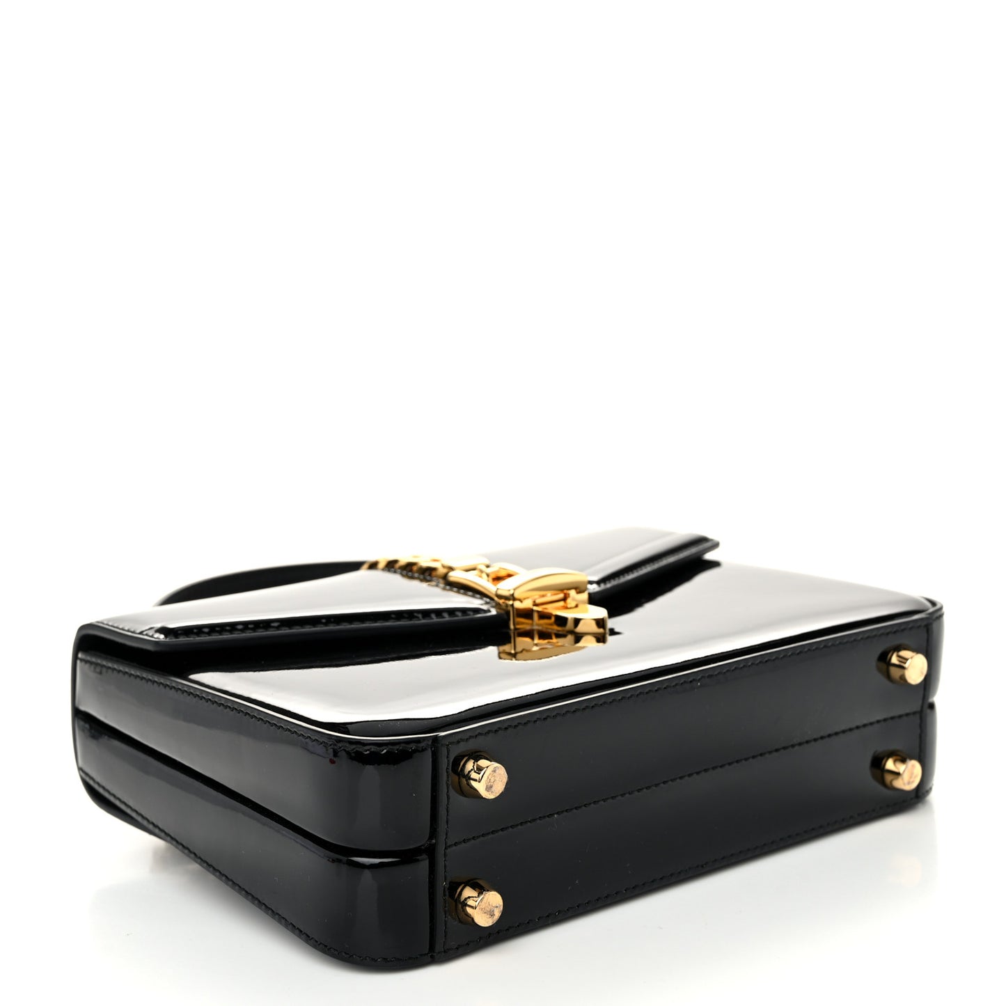 Mousse Top Patent Mini Sylvie 1969 Top Handle Bag Black