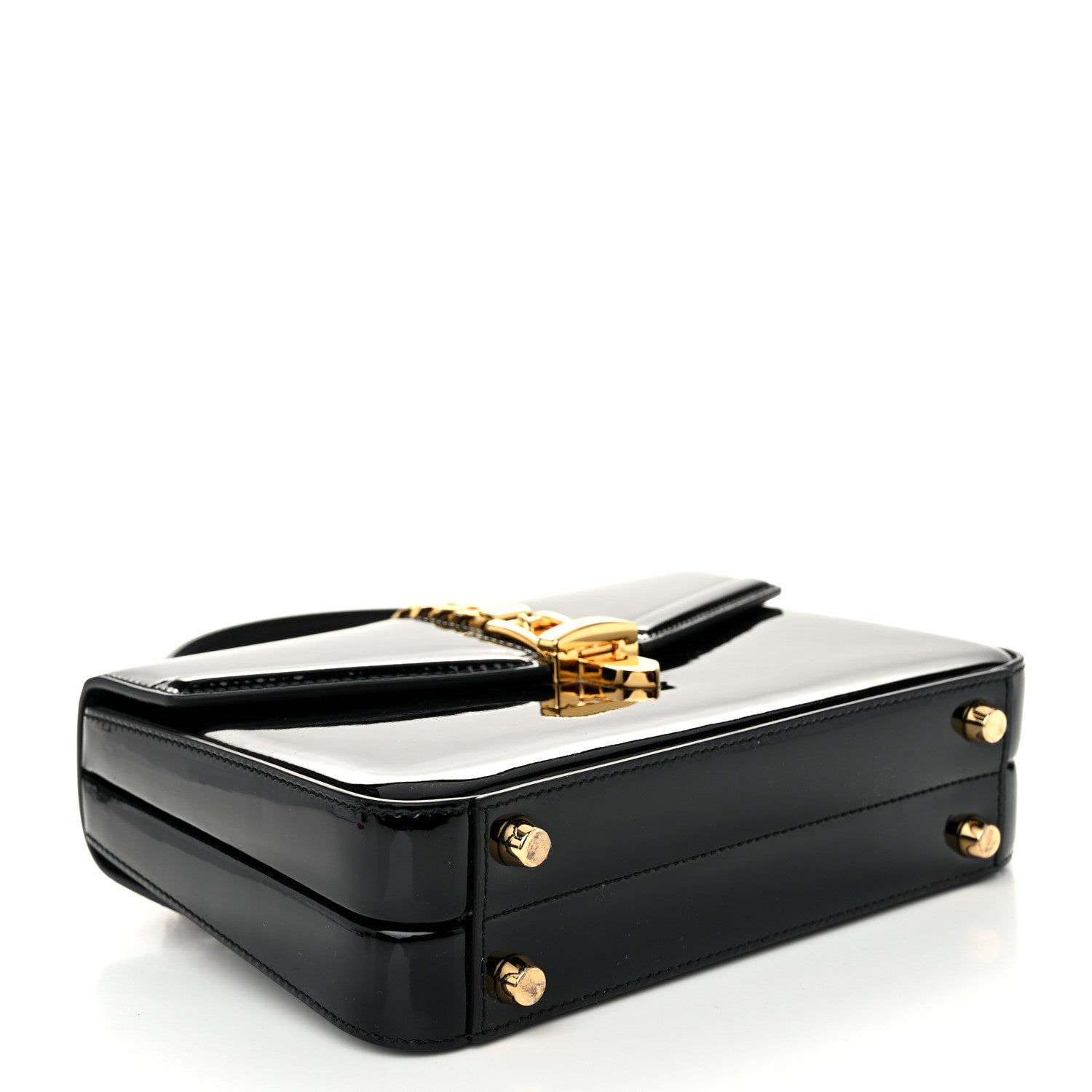 Gucci Mousse Top Patent Mini Sylvie 1969 Top Handle Bag Black 4 of 10