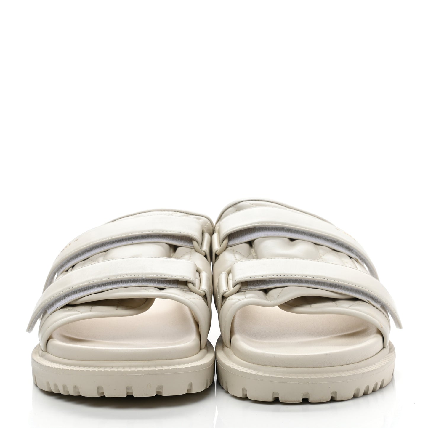 Calfskin Cannage Dio(r)evolution Slide Sandals 39 White