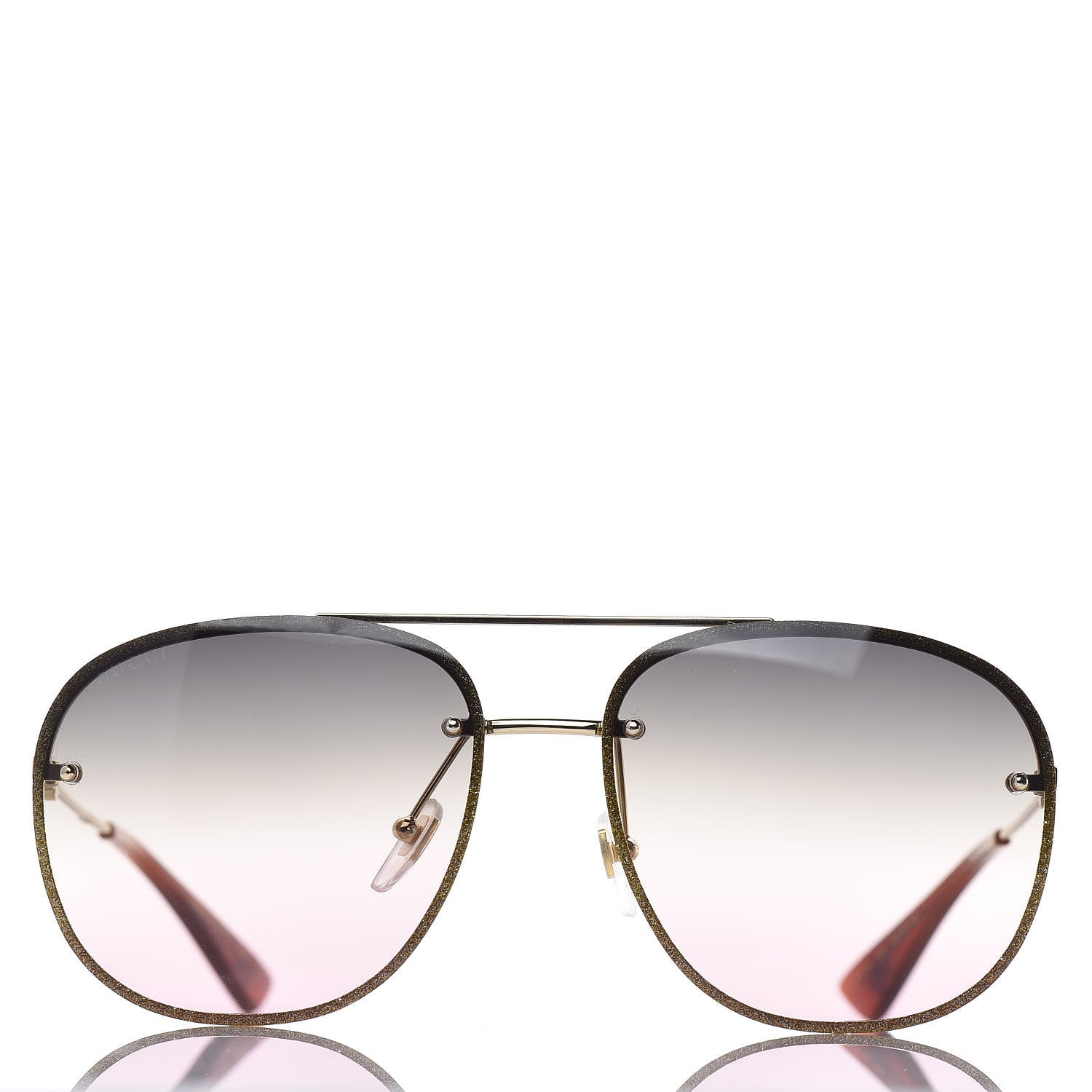 Gucci Metal Glitter Aviator Sunglasses G0227S Gold 2 of 8