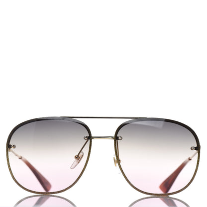 Gucci Metal Glitter Aviator Sunglasses G0227S Gold 2 of 8