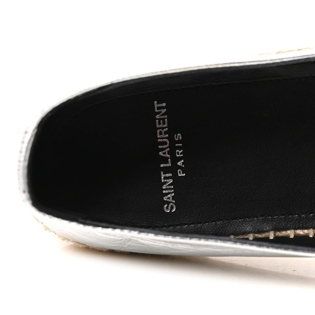 Saint Laurent Metallic Lambskin Monogram Espadrilles 37 Platino 8 of 10