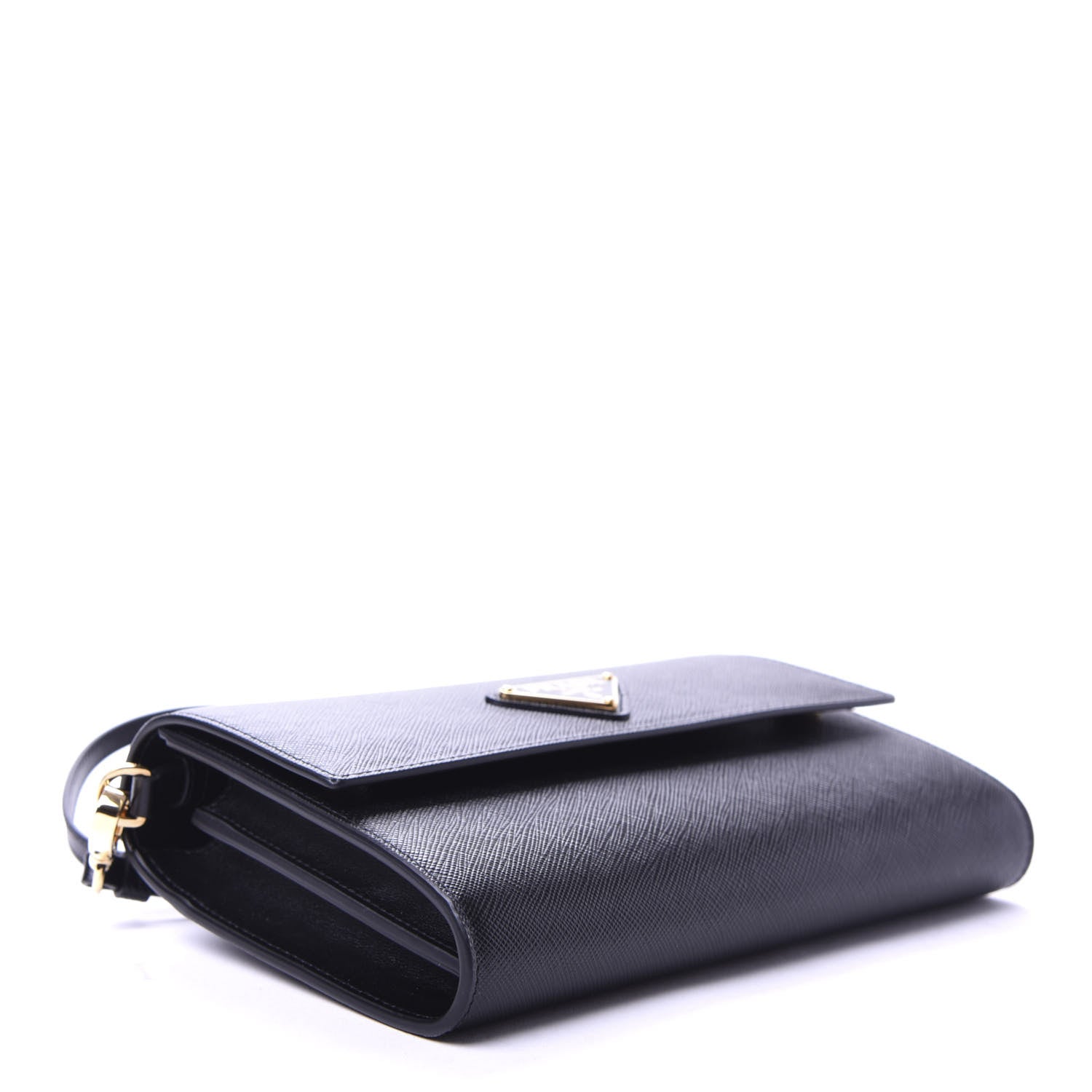 Prada Saffiano Wallet With Shoulder Strap Black 4 of 10