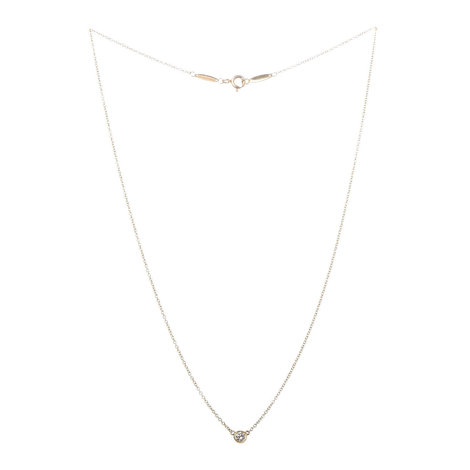 Tiffany 18K Yellow Gold Diamond .14ct Elsa Peretti Diamonds by the Yard Pendant Necklace 3 of 7