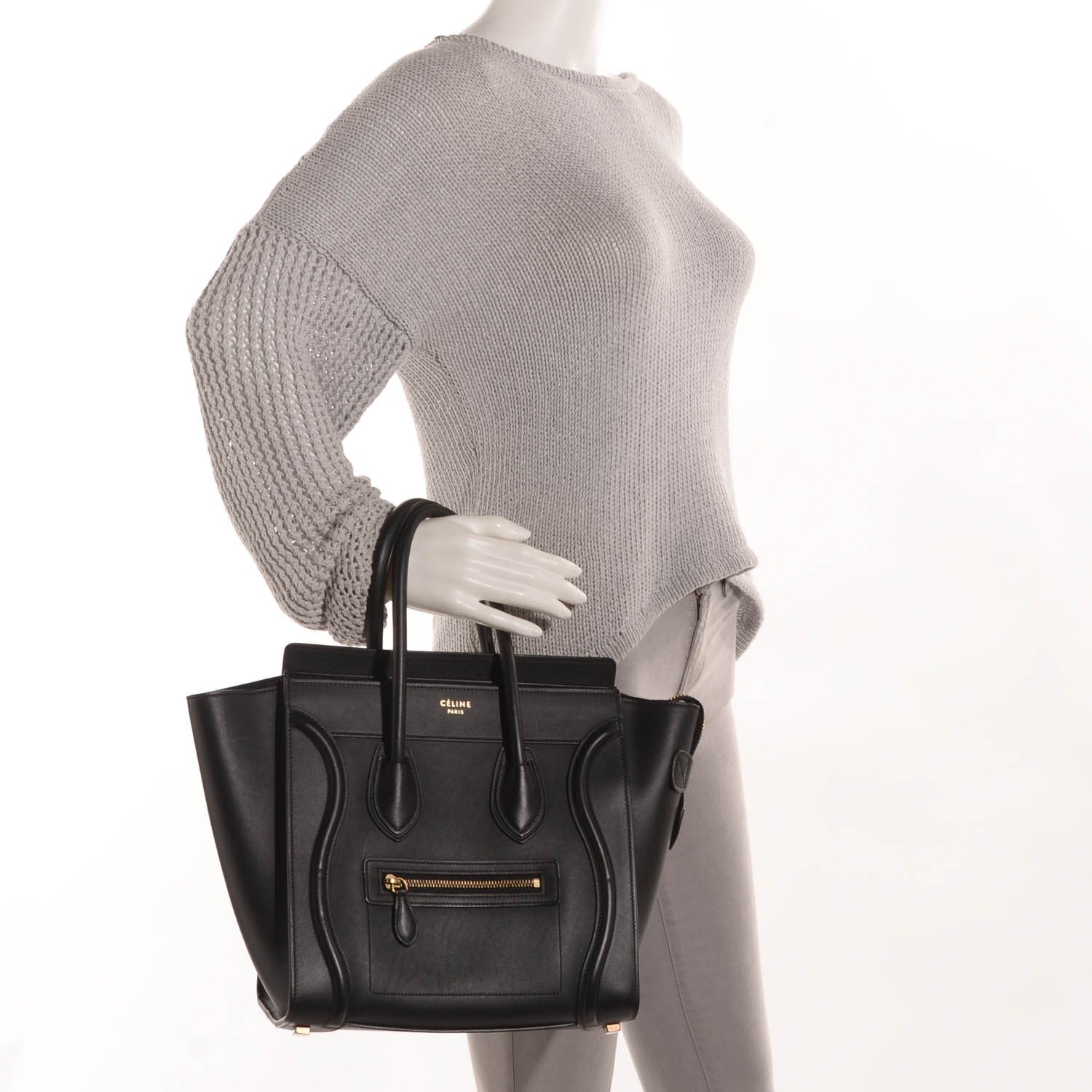 Celine Smooth Calfskin Micro Luggage Black 2 of 9