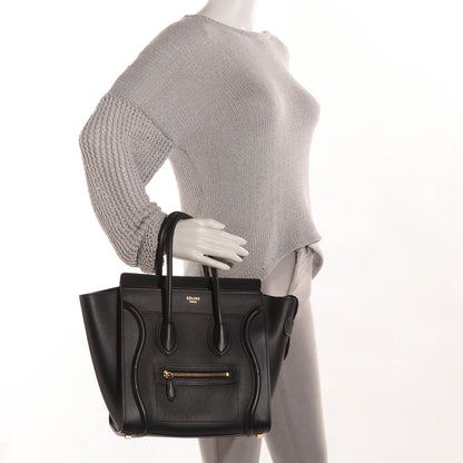 Celine Smooth Calfskin Micro Luggage Black 2 of 9