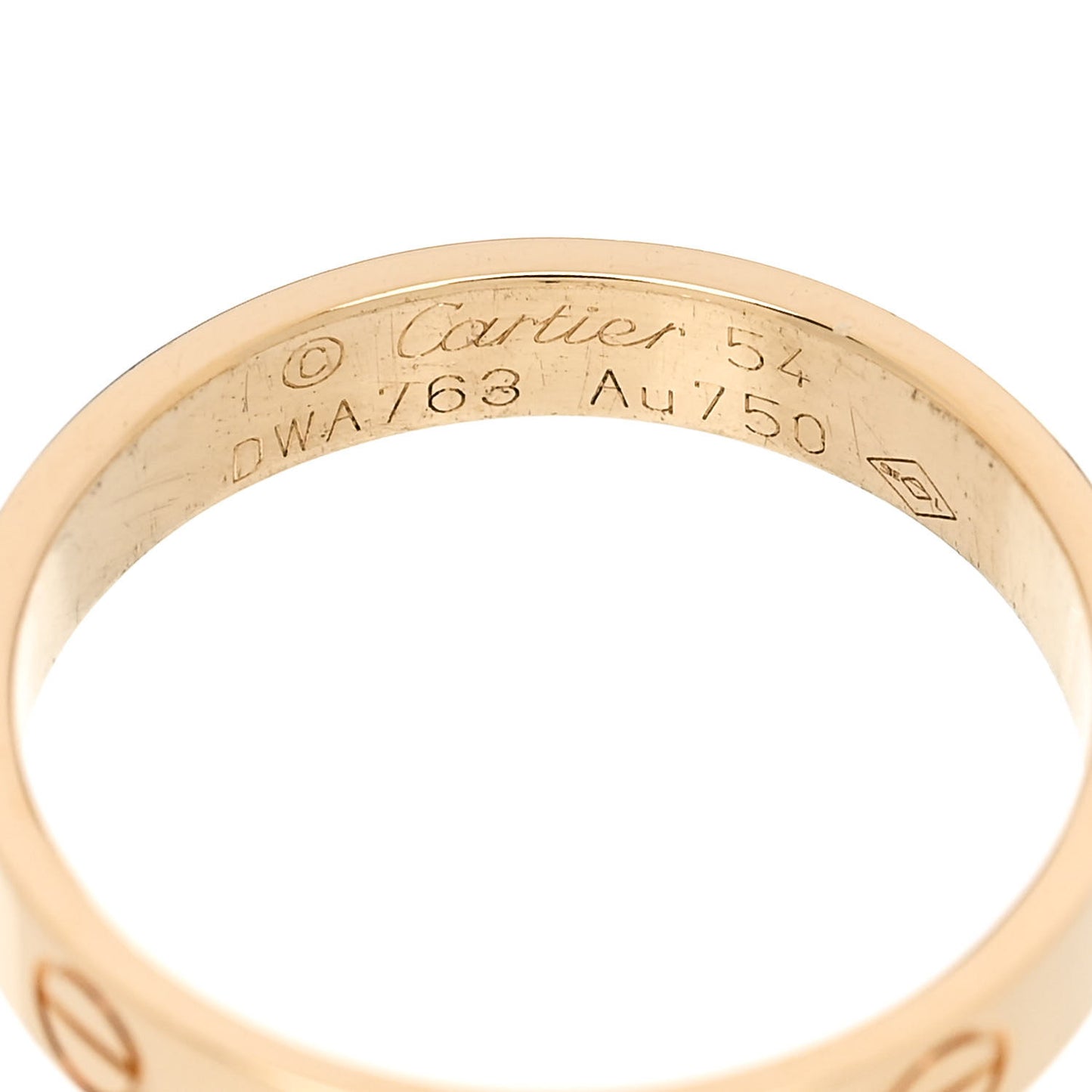 18K Yellow Gold 3.5mm LOVE Wedding Band Ring 55 7.25