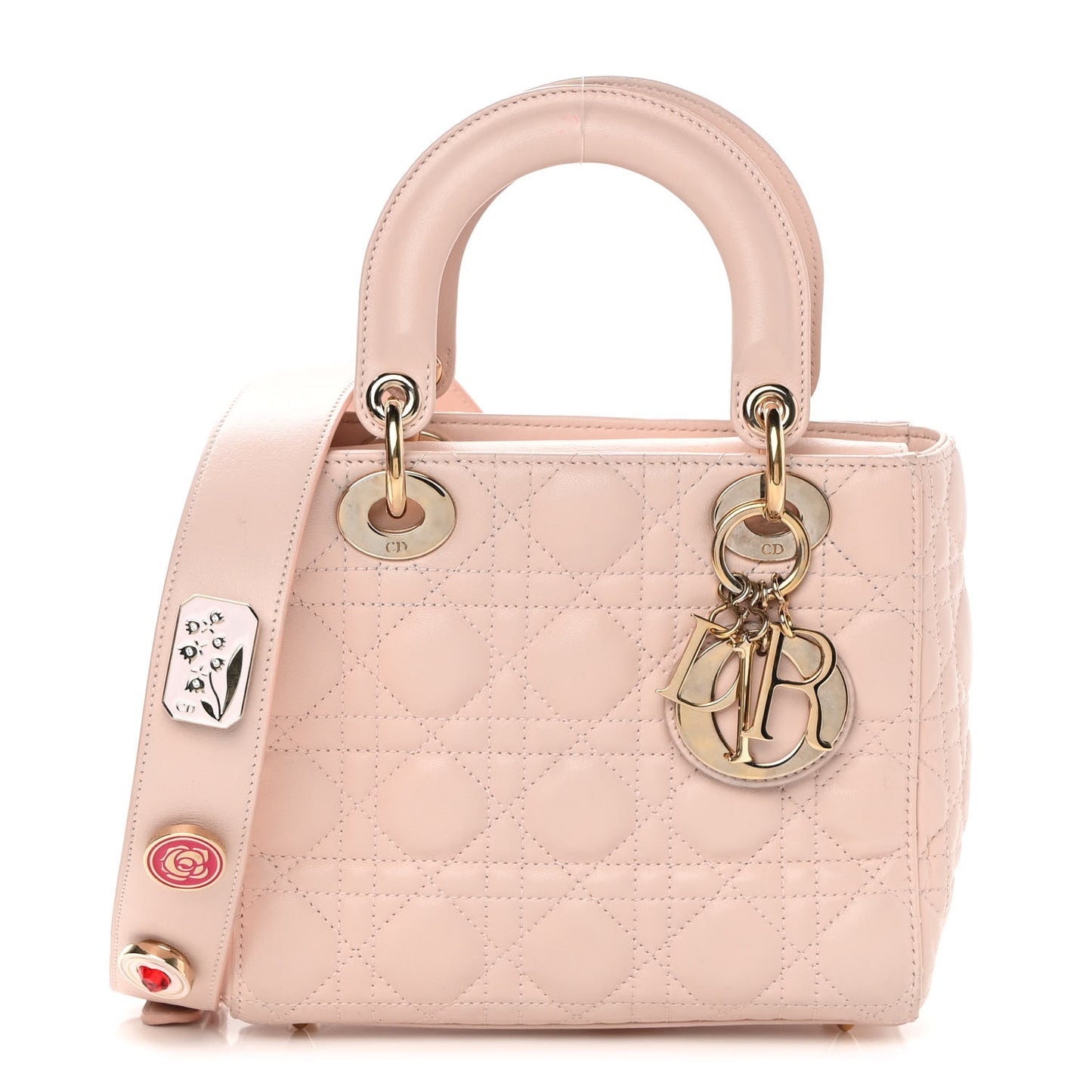 Lambskin Cannage Small Lucky Badges My Lady Dior Pink