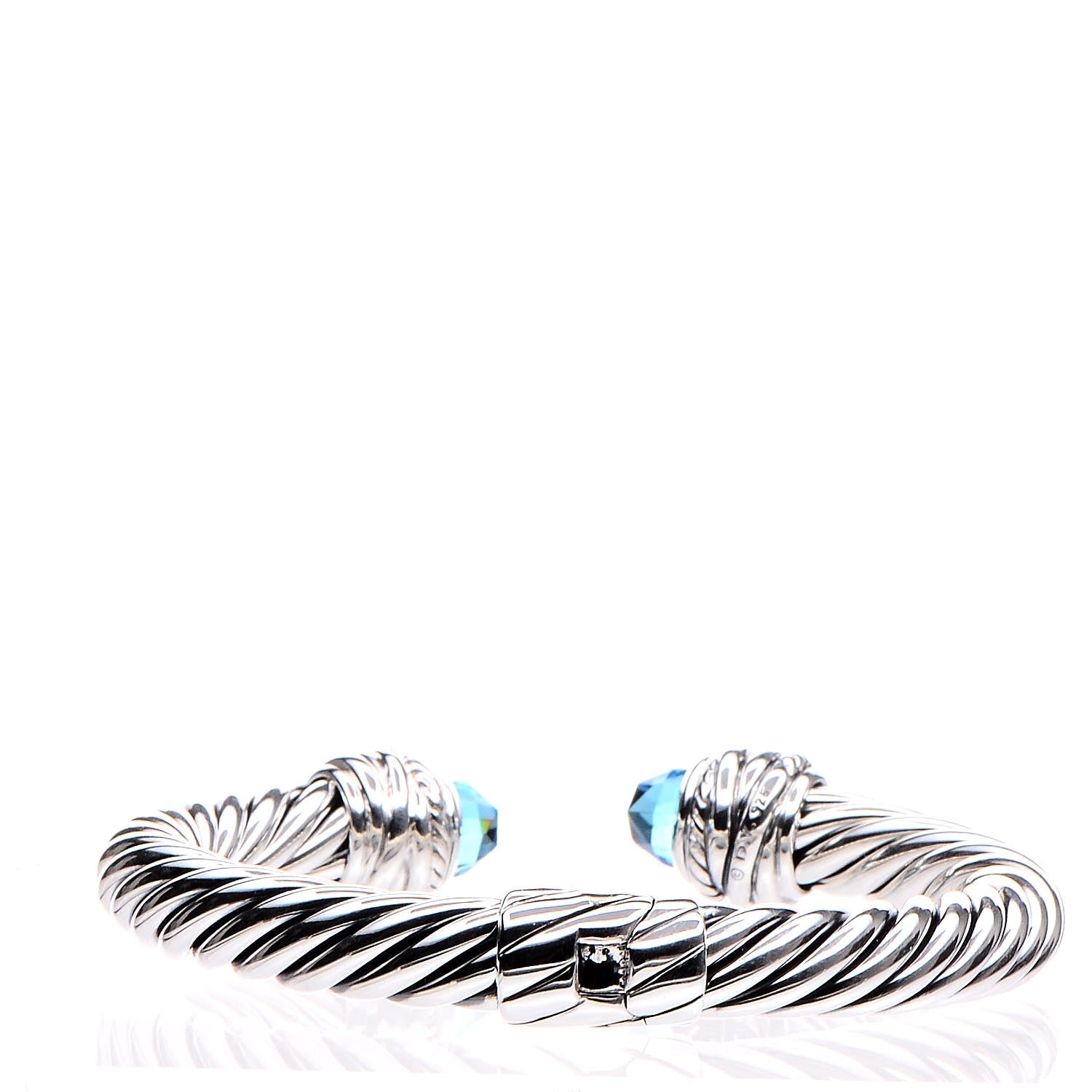 David Yurman Sterling Silver Diamond Blue Topaz 8.5mm Crossover Hinge Bracelet 3 of 5
