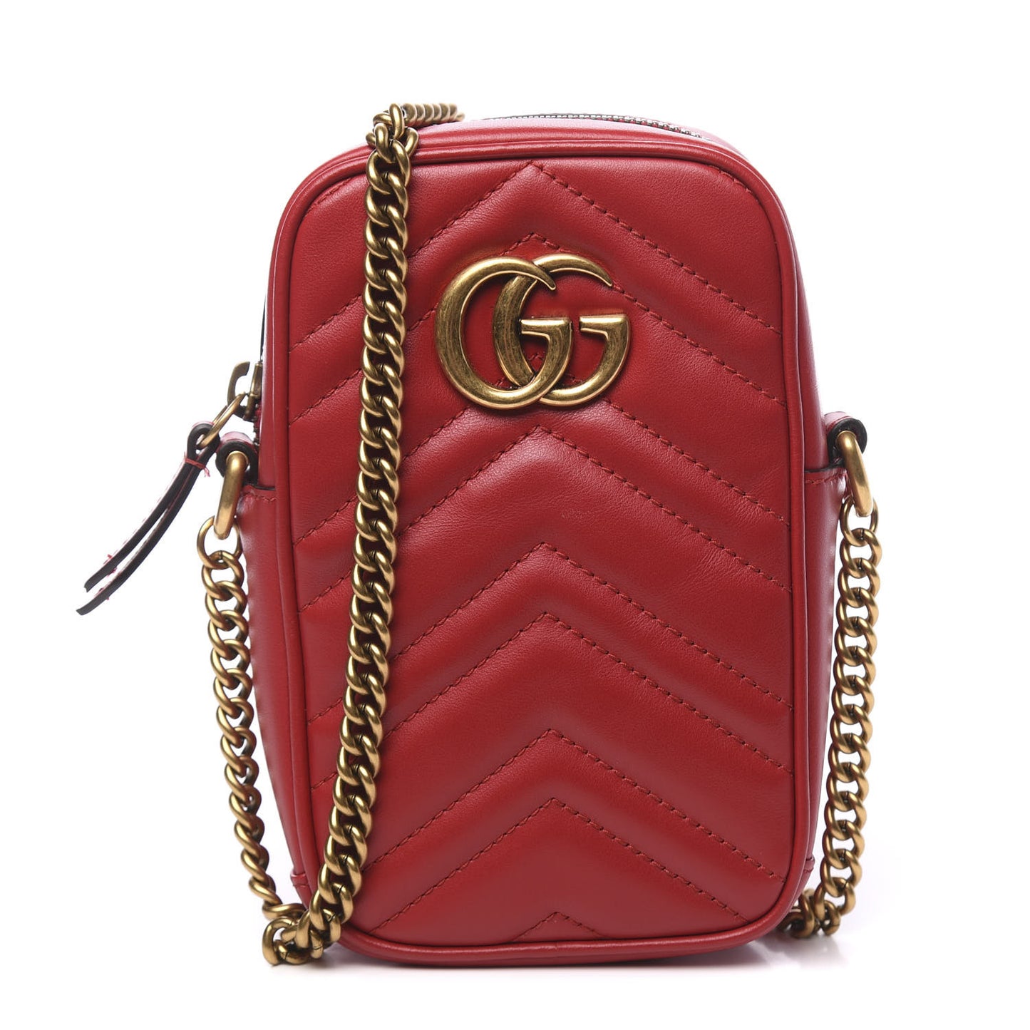 Calfskin Matelasse Mini GG Marmont Crossbody Bag Hibiscus Red