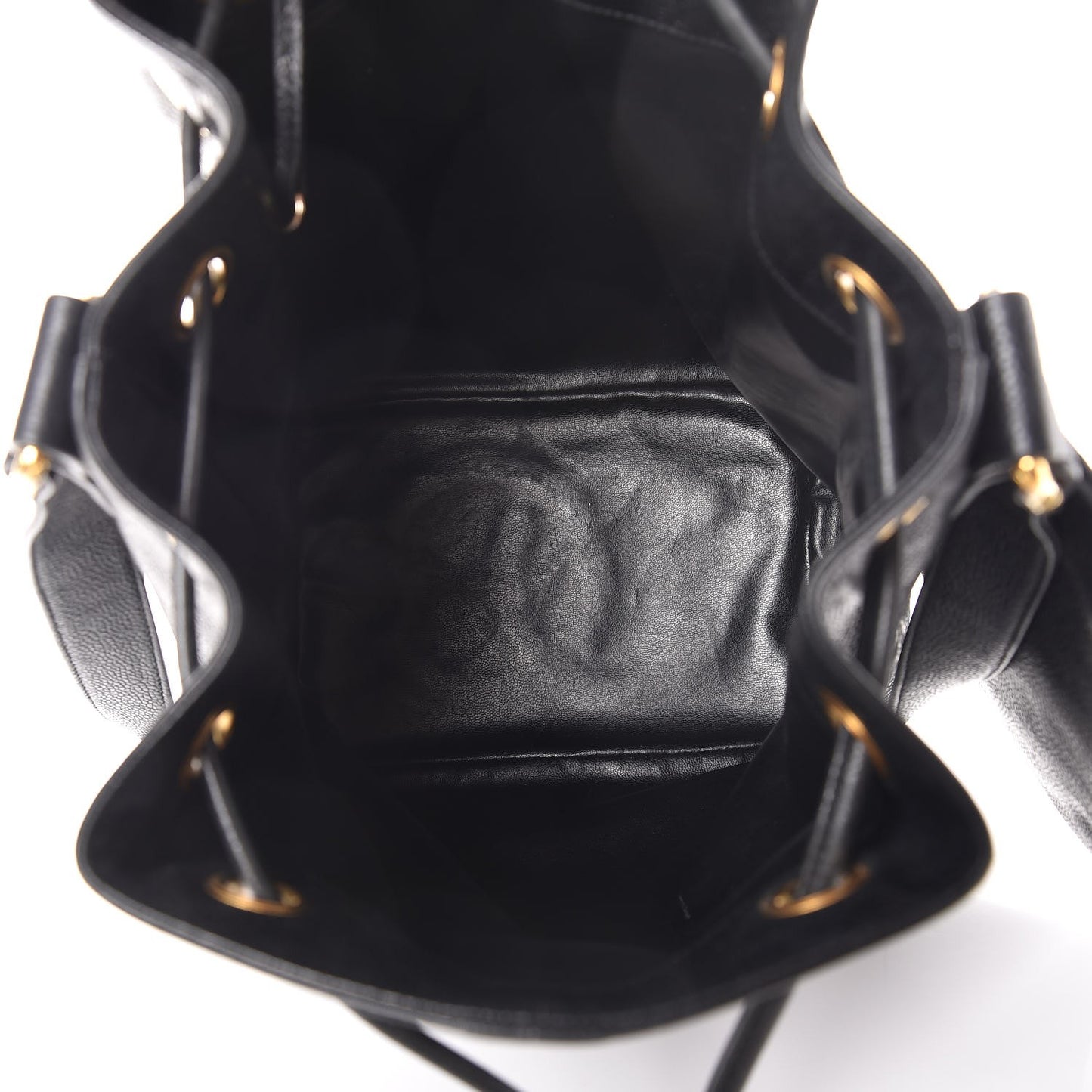 Caviar CC Drawstring Shoulder Bag Black