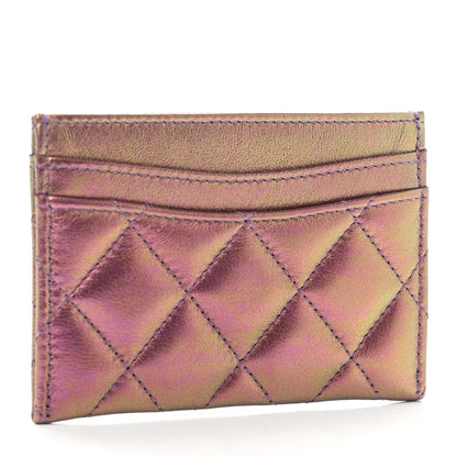 Chanel Iridescent Lambskin Quilted Card Holder Purple 3 of 8