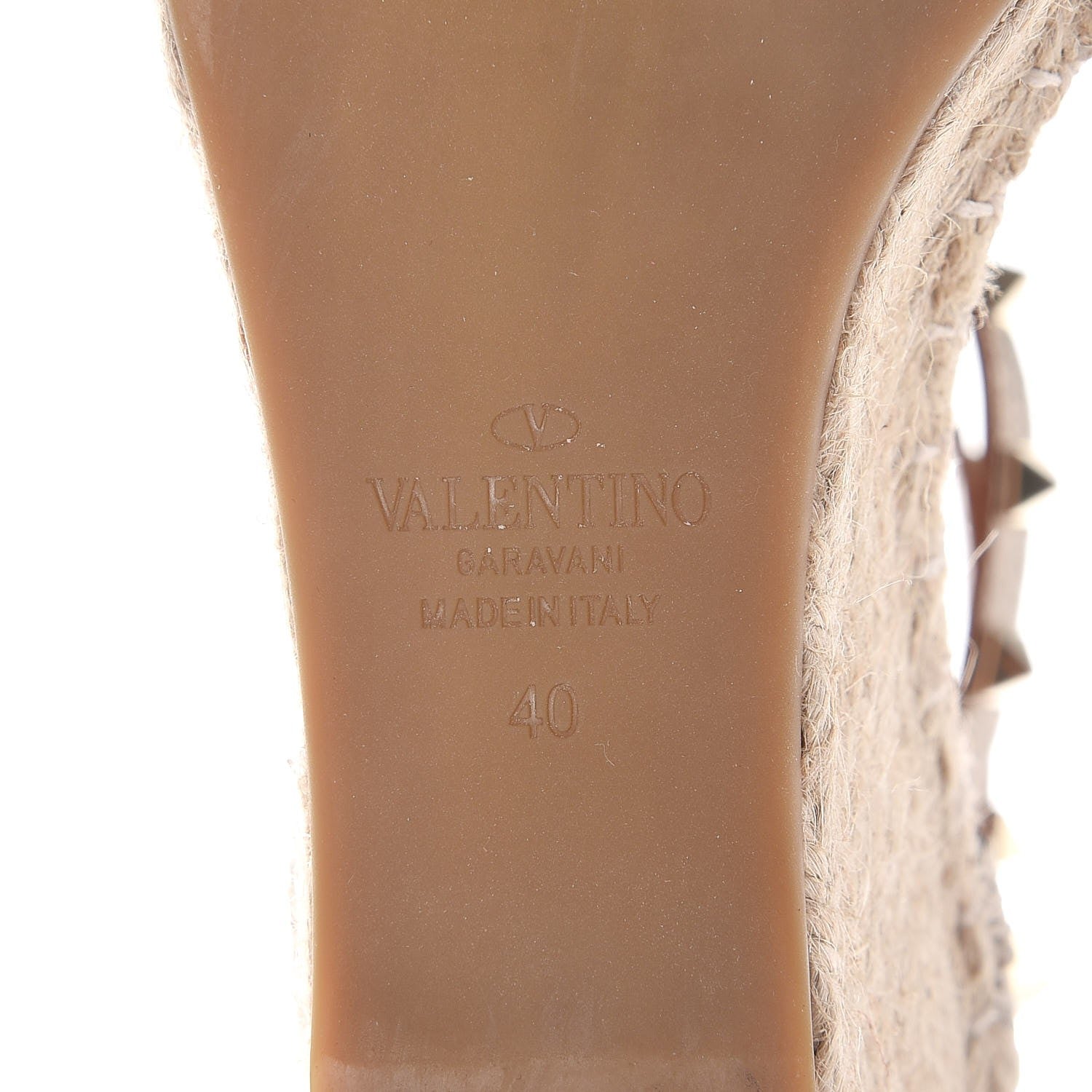 Valentino Garavani Metallic Grained Calfskin Rockstud Ankle Wrap Espadrille 15/85mm Wedges 40 Skin 8 of 11