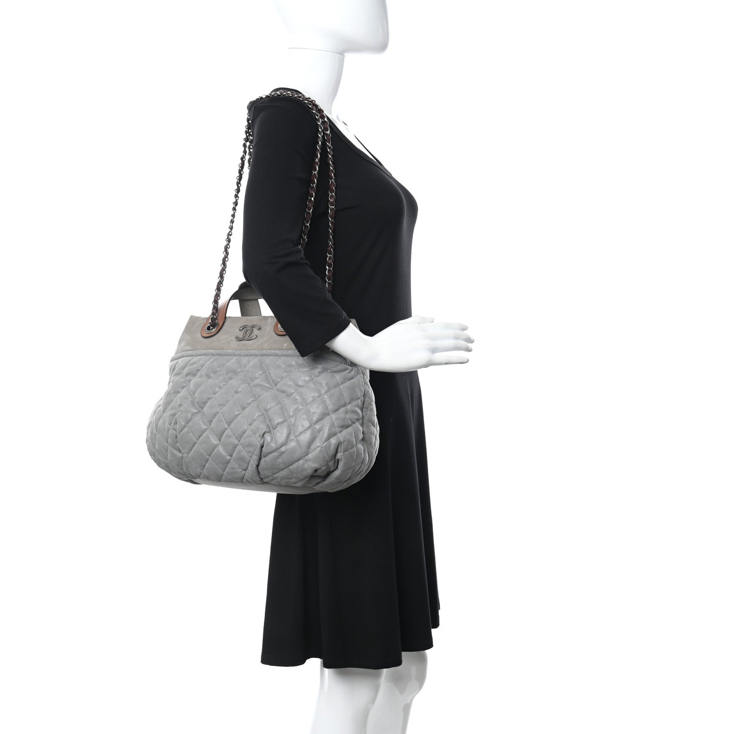 Chanel Iridescent Calfskin Quilted Small In The Mix Tote Grey 3 of 12