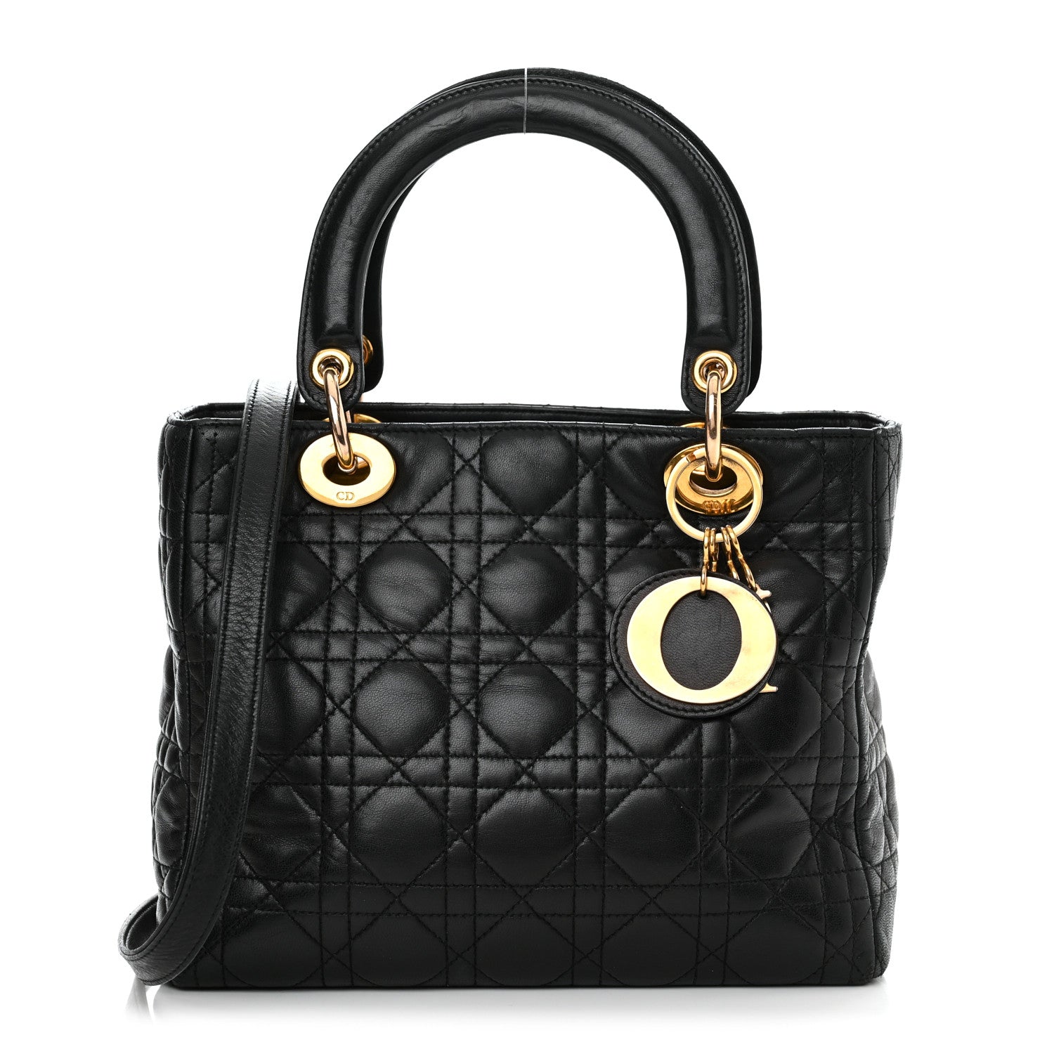 Christian Dior Lambskin Cannage Medium Lady Dior Black 1 of 15