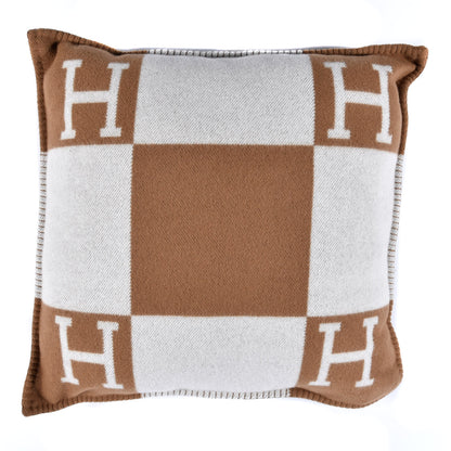 Hermes Wool Cashmere Avalon Pillow PM Ecru Camel 1 of 3