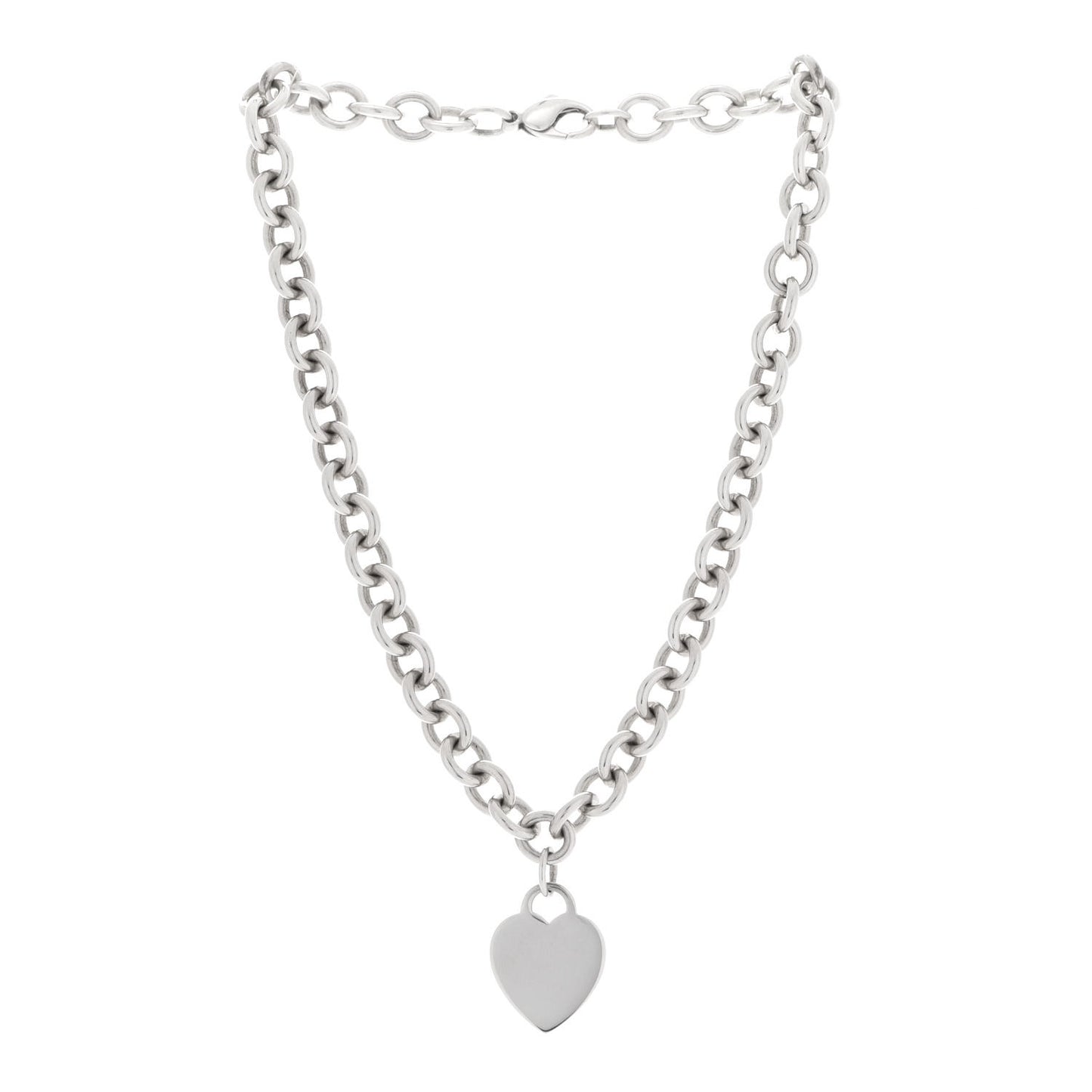 Sterling Silver Heart Tag Necklace