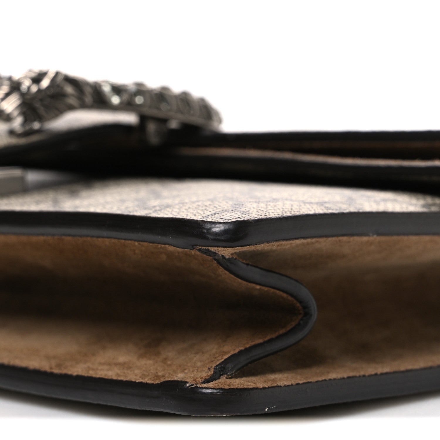 Gucci GG Supreme Monogram Suede Crystal Small Dionysus Shoulder Bag Beige Ebony Taupe 10 of 10