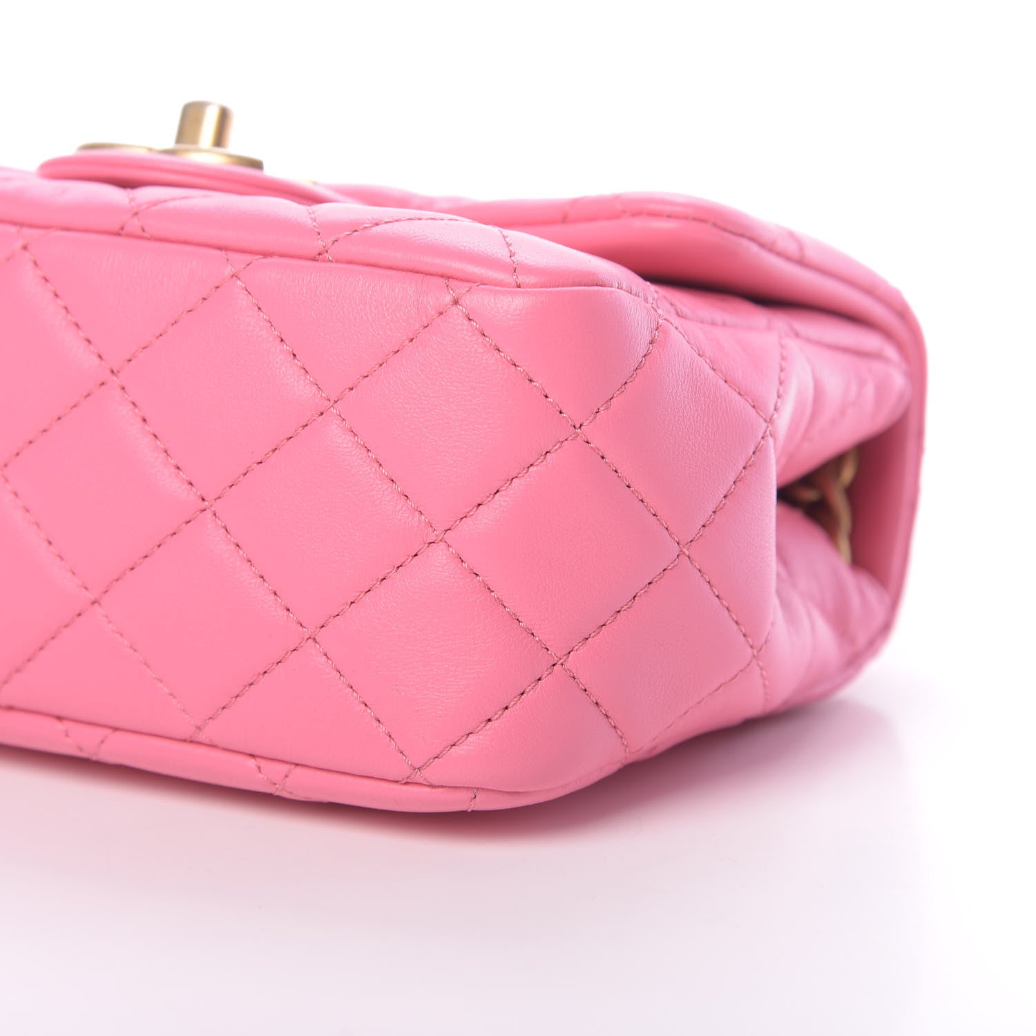 Chanel Lambskin Resin Quilted Mini Pearl Samba Square Flap Pink 10 of 11