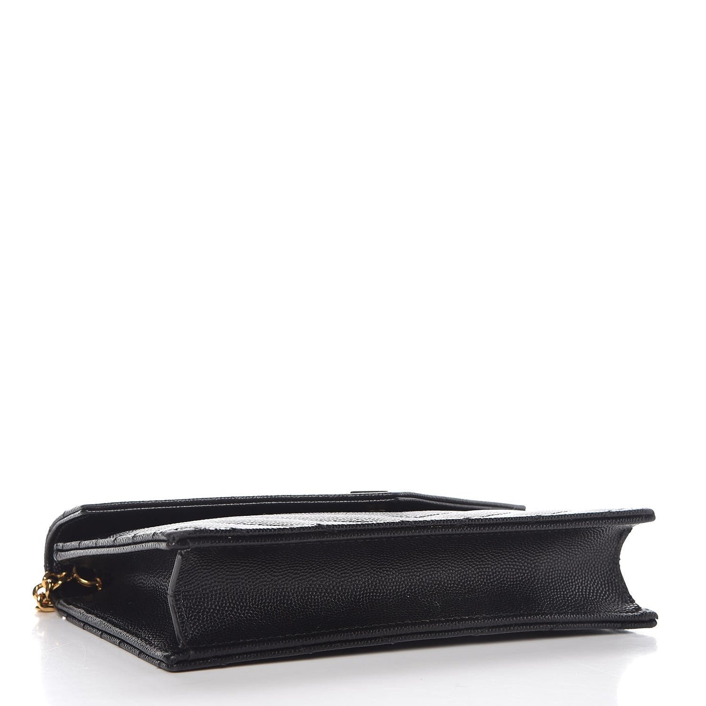 Grain De Poudre Matelasse Chevron Monogram Envelope Chain Wallet Black