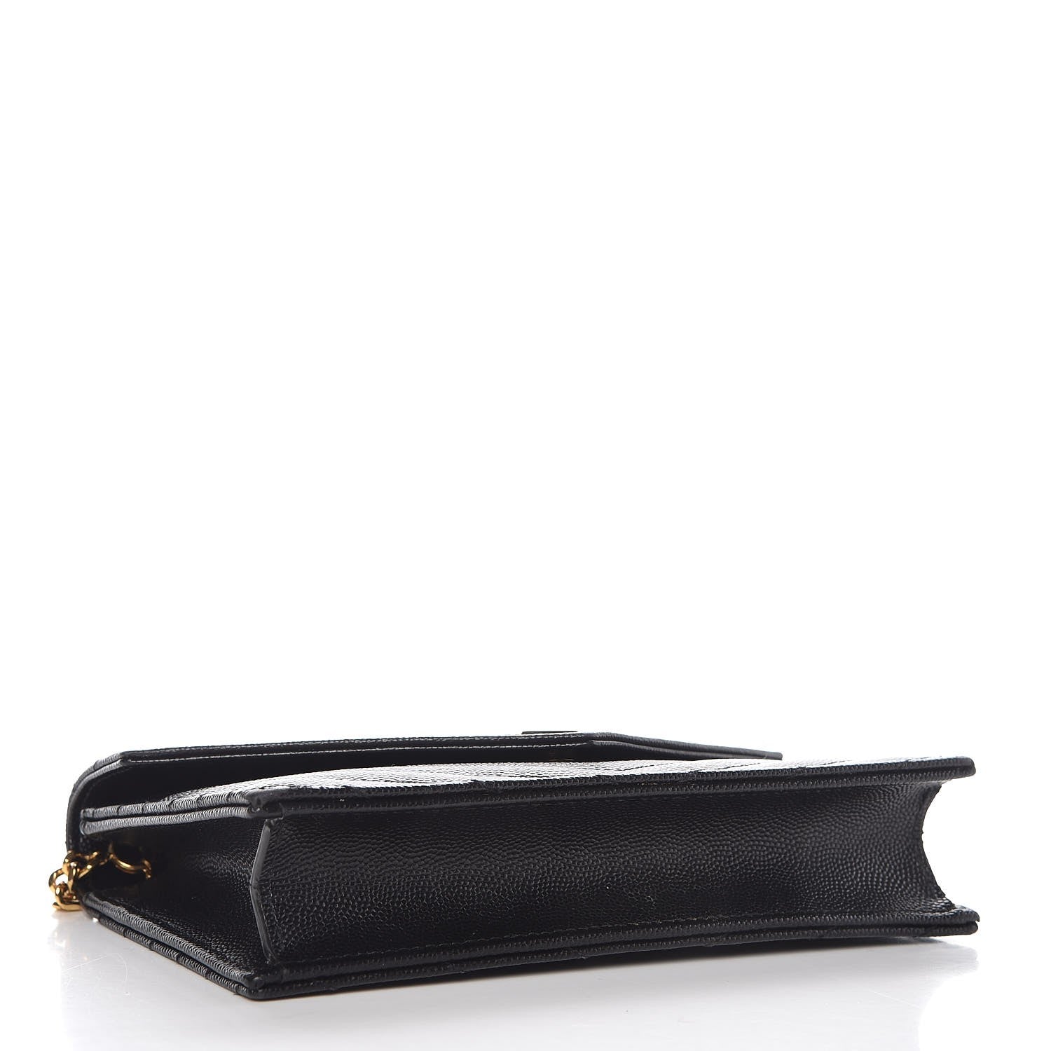 Saint Laurent Grain De Poudre Matelasse Chevron Monogram Envelope Chain Wallet Black 4 of 9