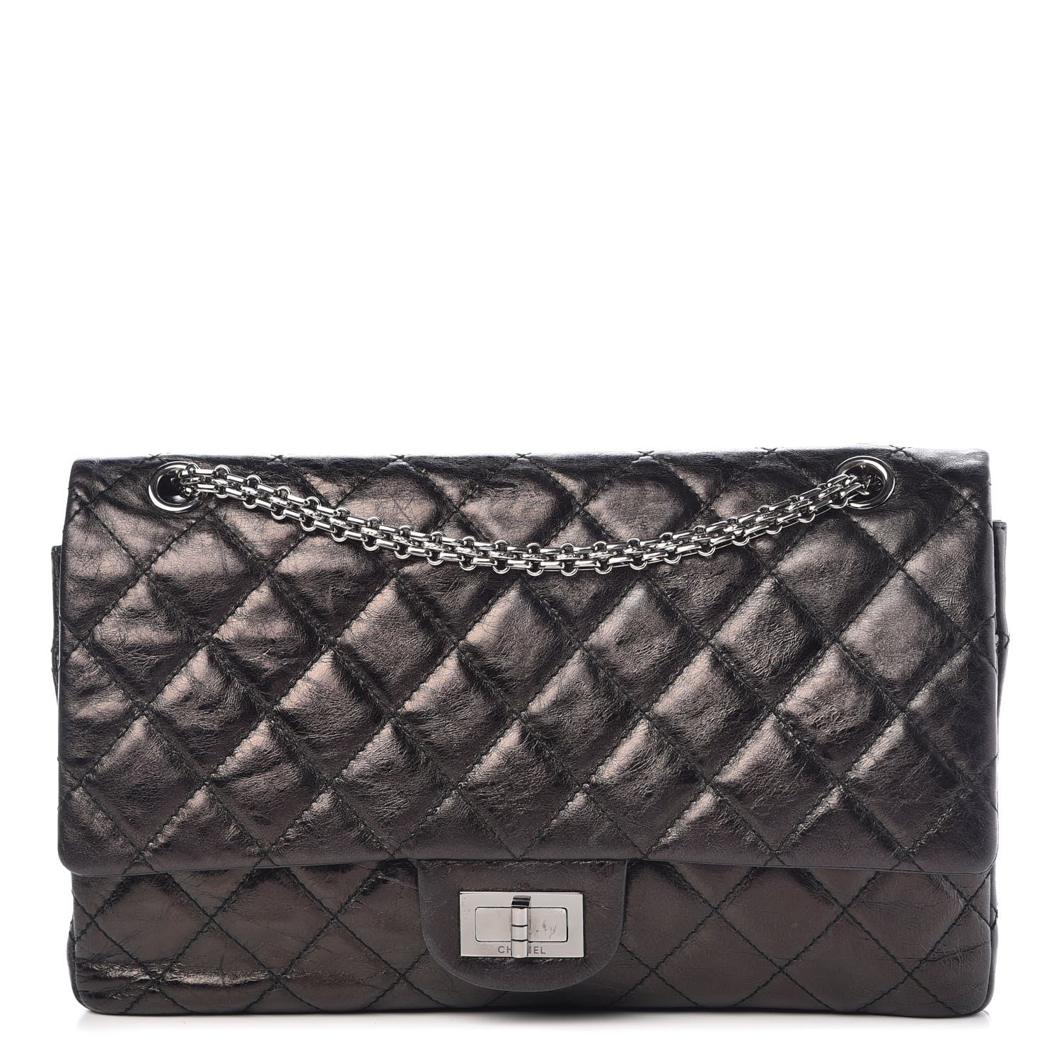 Chanel Glazed Aged Calfskin Quilted 2.55 Reissue 227 Flap Black 1 of 10