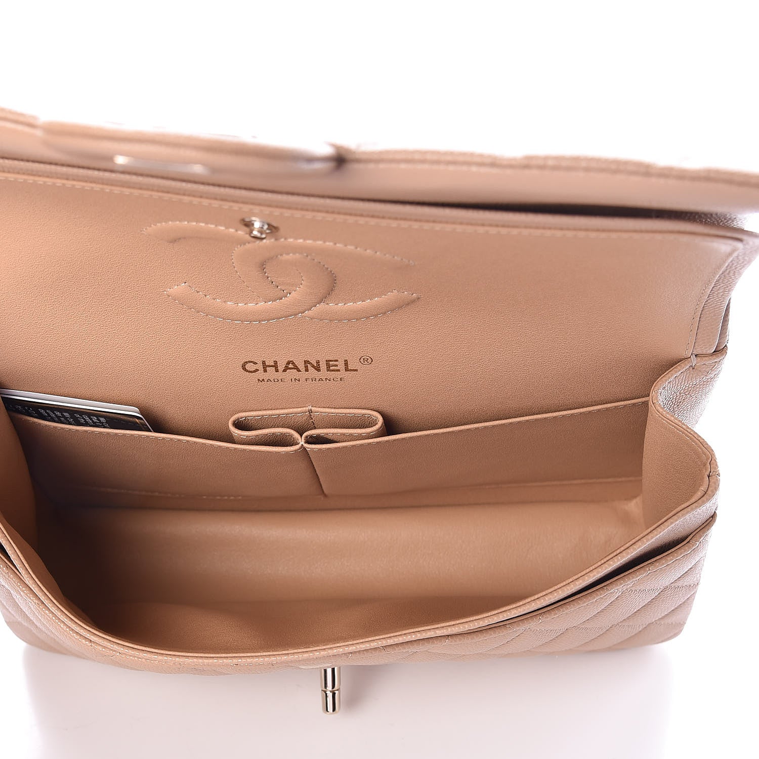 Chanel Caviar Quilted Medium Double Flap Beige 5 of 10