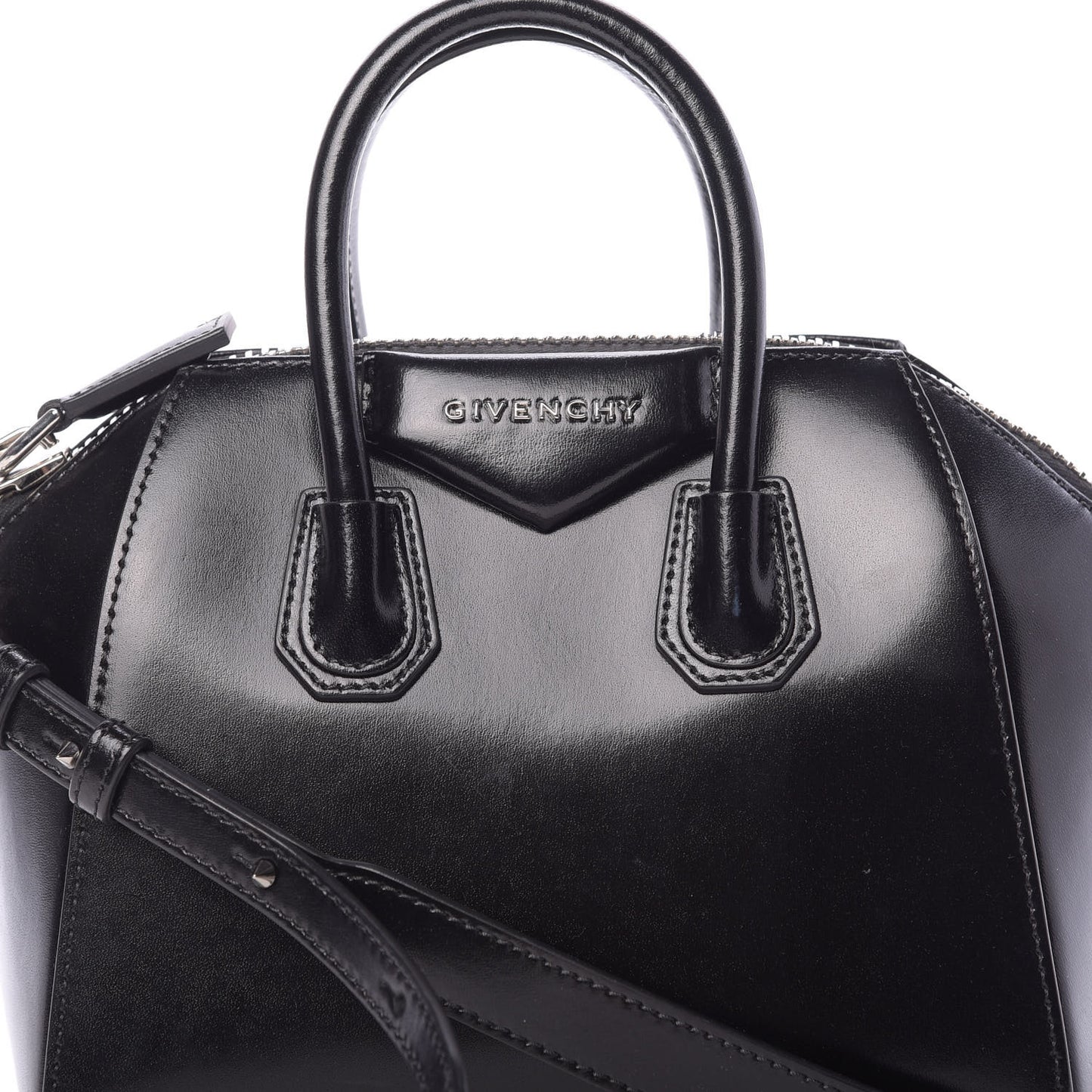 Shiny Lord Calfskin Mini Antigona Black
