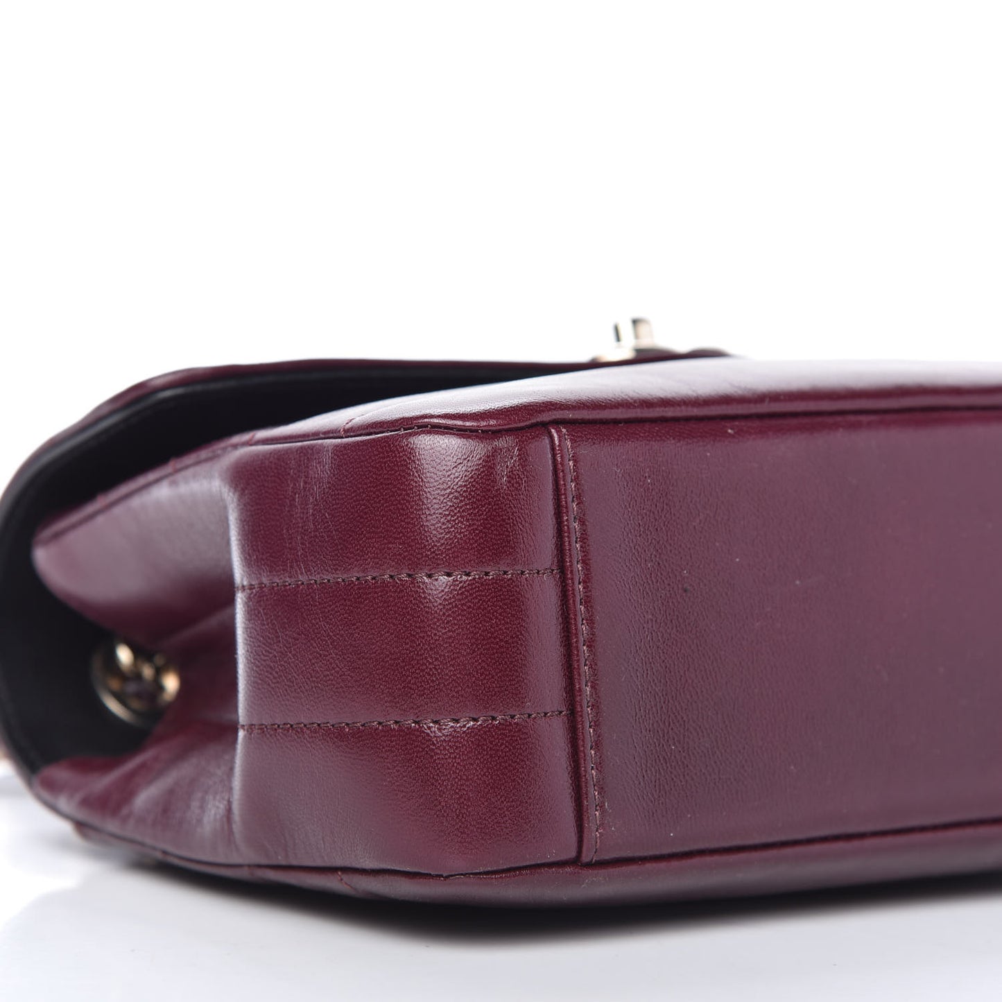 Shiny Lambskin Quilted Small Chevron Miroir Burgundy
