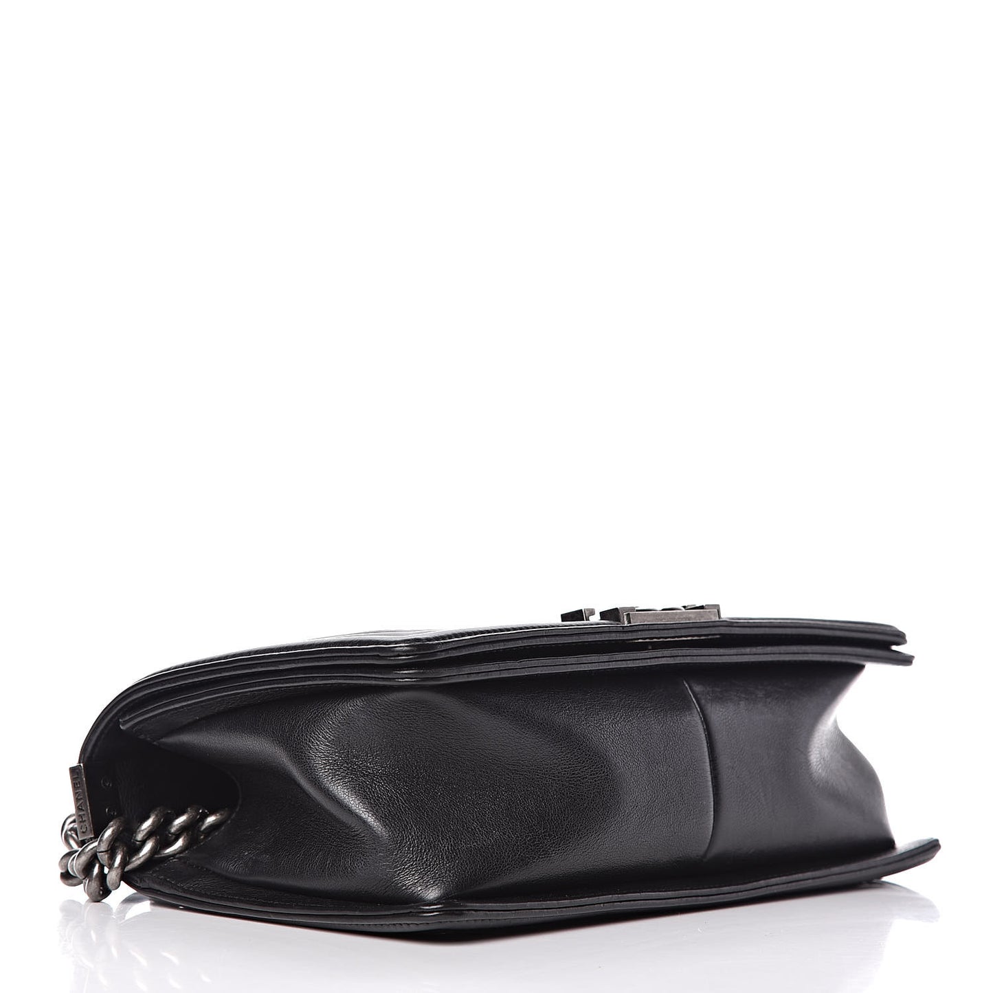 Calfskin Double Stitch Medium Boy Flap Black