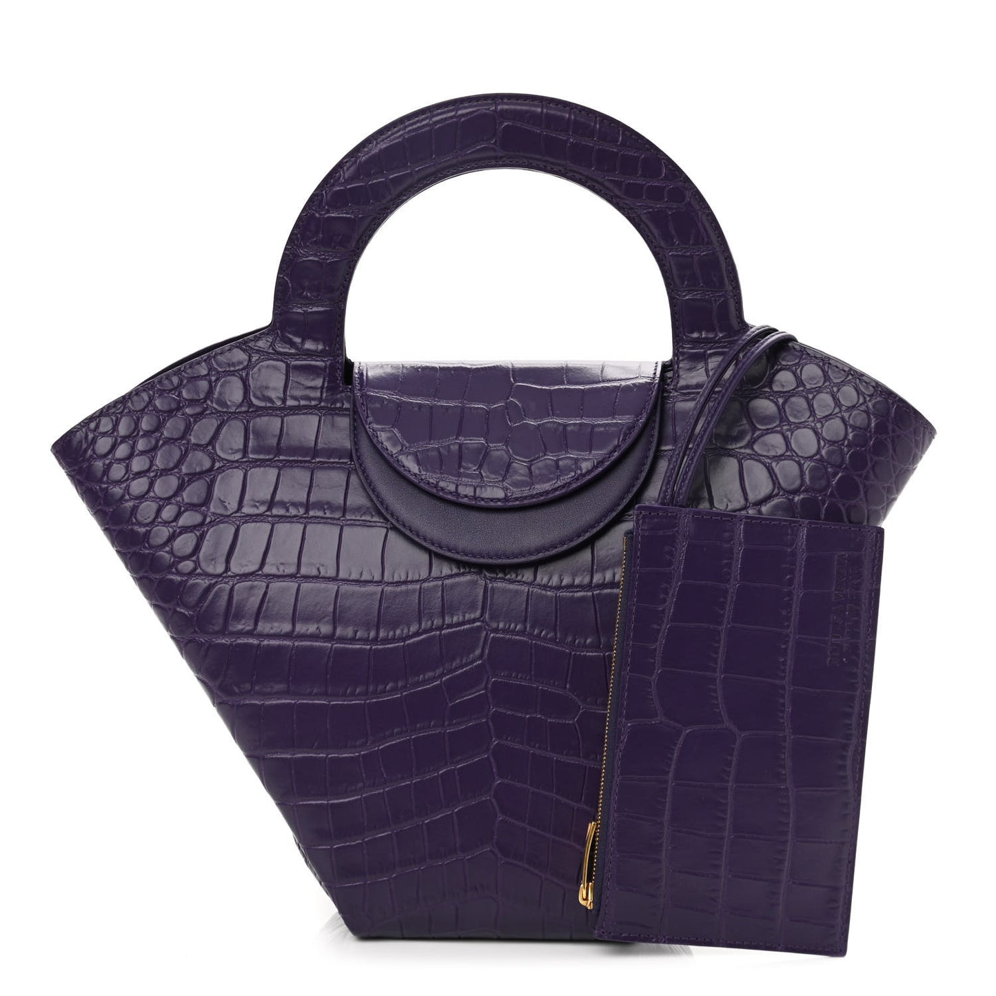 Calfskin Crocodile Embossed Doll Top Handle Bag Purple