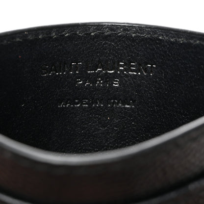 Saint Laurent Grain De Poudre Matelasse Chevron Monochrome Monogram Credit Card Case Black 6 of 8