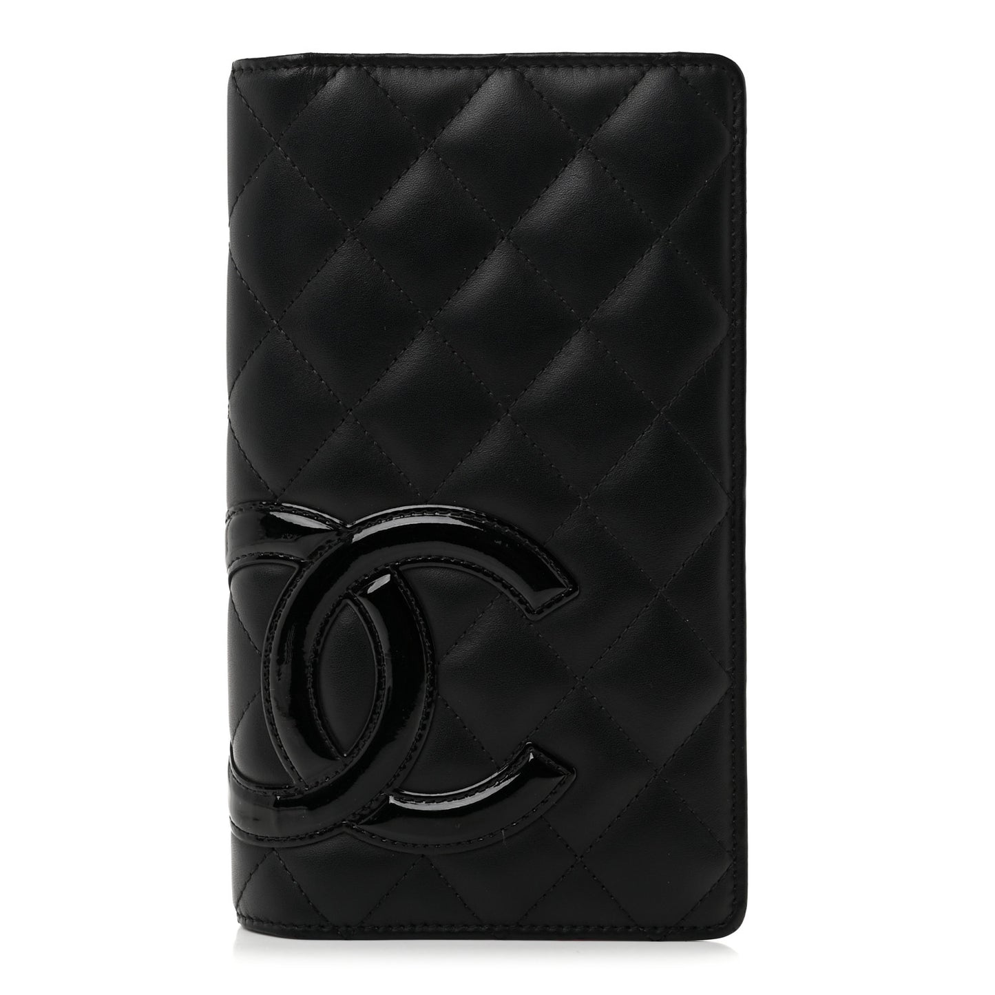 Calfskin Quilted Cambon Yen Wallet Black