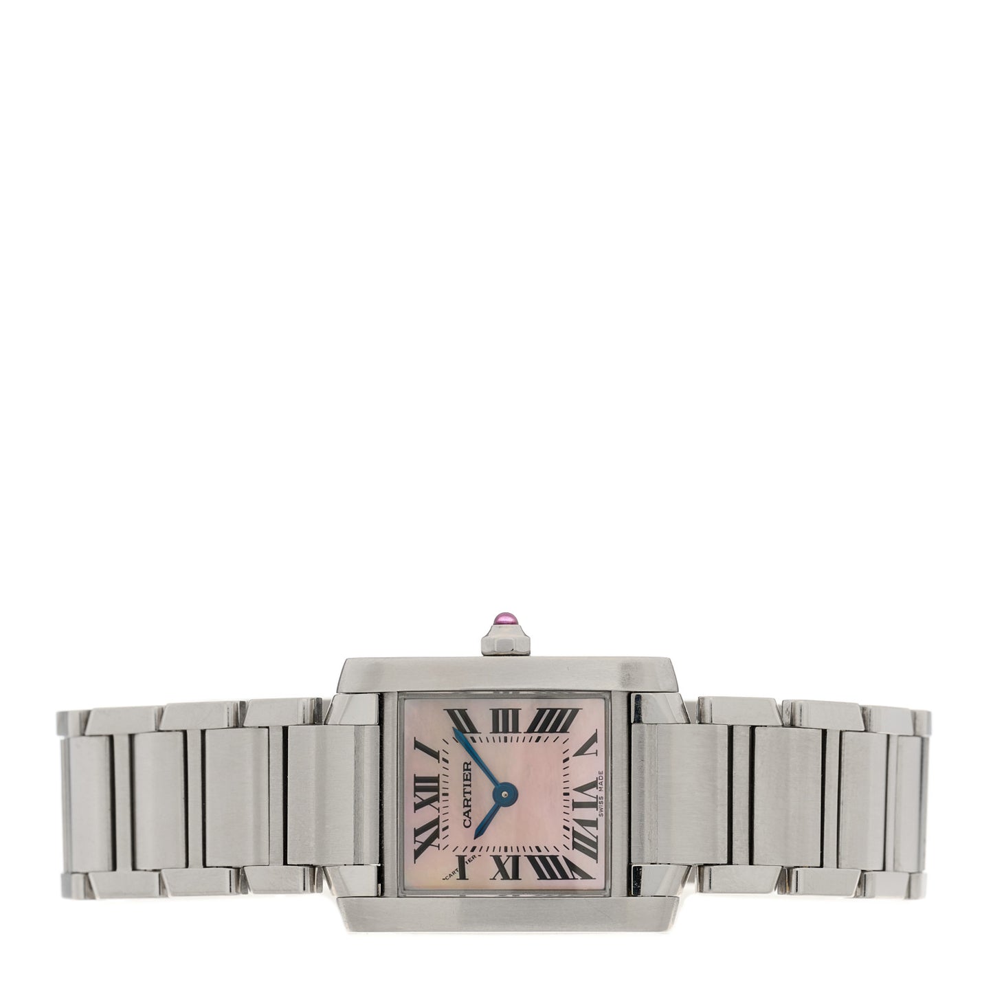 Stainless Steel Pink Mother of Pearl 20mm Tank Francaise Quartz Watch