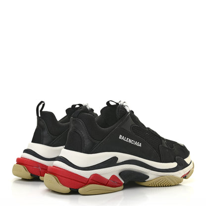 Balenciaga Fabric Mesh Washed Effect Mens Triple S Sneakers 45 Black Red 4 of 9