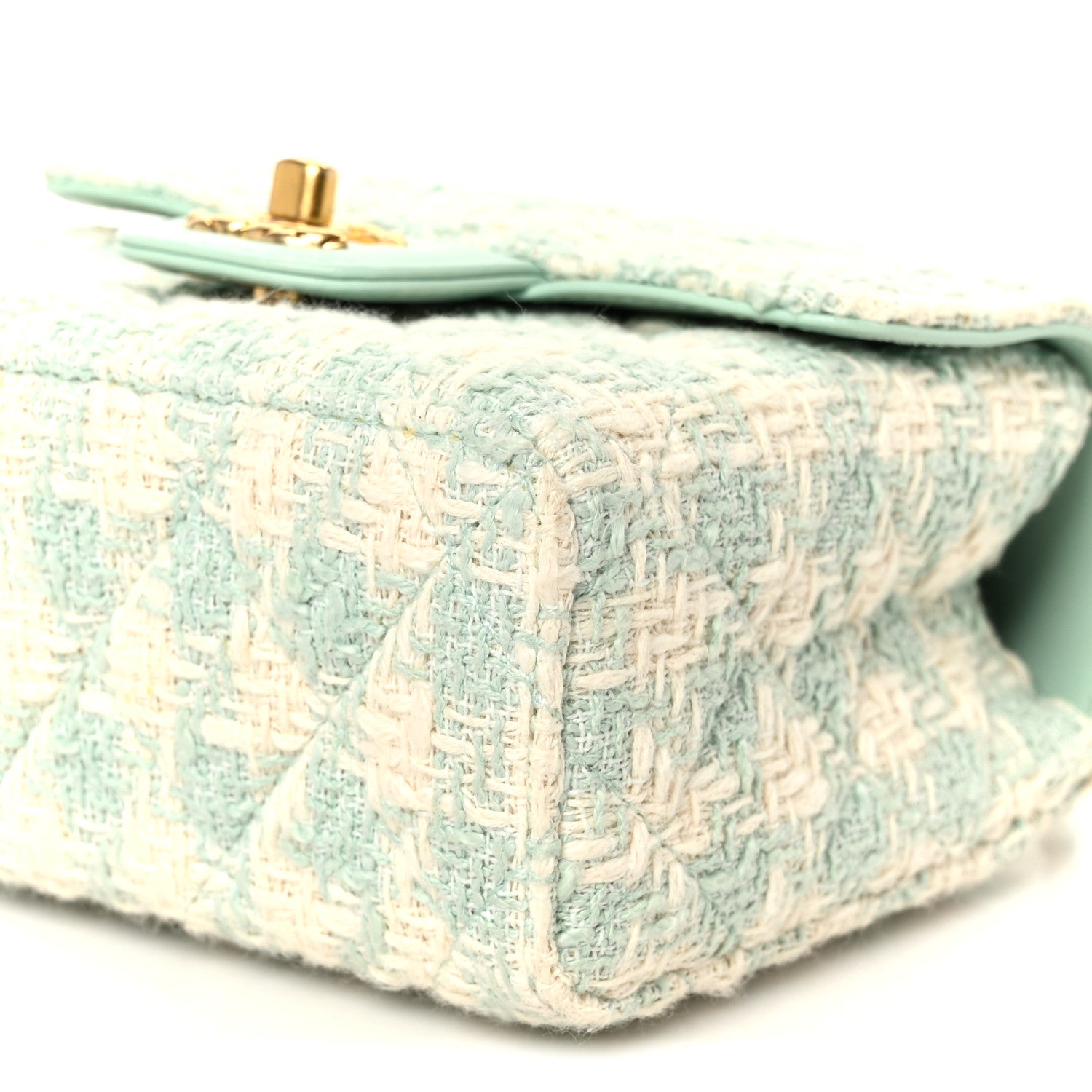 Chanel Tweed Handle Crush Top Handle Flap Bag Light Blue Ecru 11 of 12