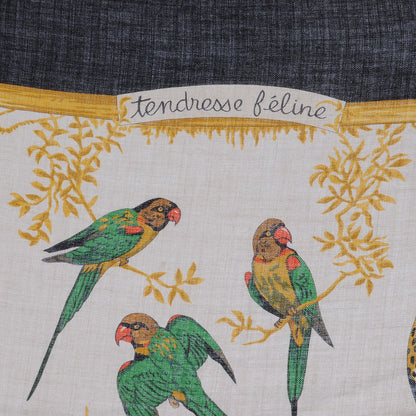 Hermes Cashmere Silk Tendresse Feline Shawl 140 5 of 8