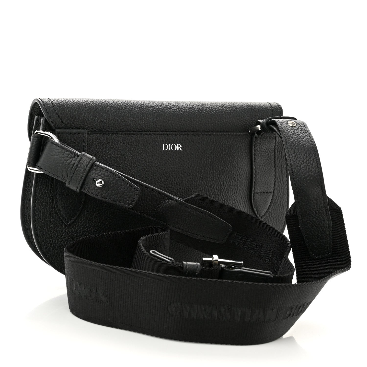 Christian Dior Grained Calfskin Saddle Messenger Bag Black 3 of 9