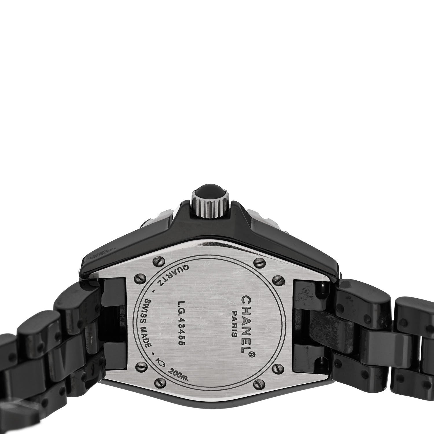 Chanel Stainless Steel Ceramic Diamond Pave Bezel 33mm J12 Quartz Watch Black 4 of 4