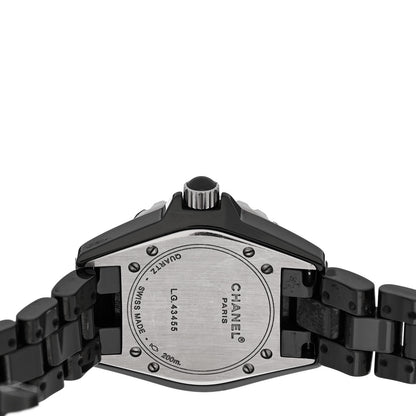 Chanel Stainless Steel Ceramic Diamond Pave Bezel 33mm J12 Quartz Watch Black 4 of 4