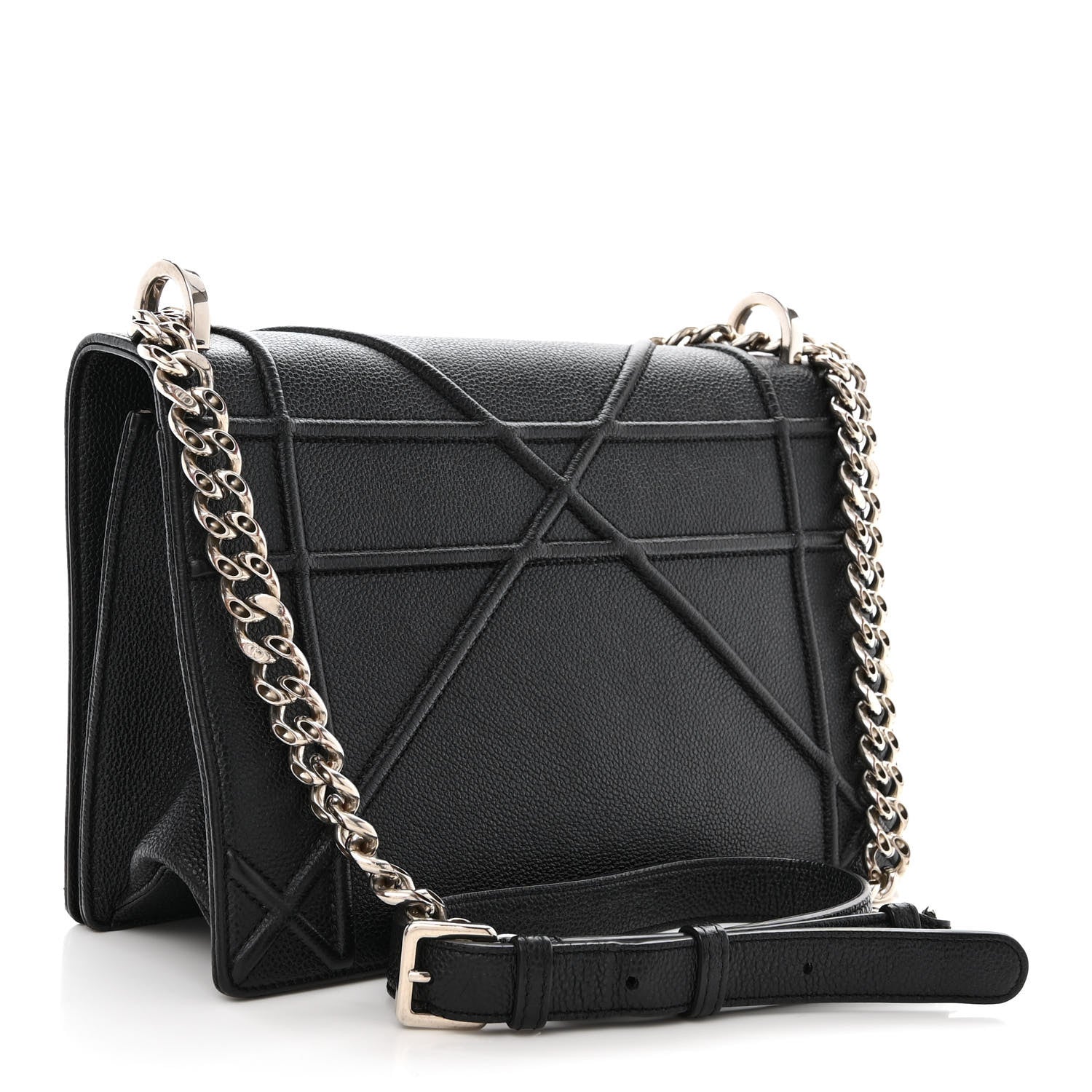 Christian Dior Grained Calfskin Medium Diorama Flap Bag Black 3 of 11