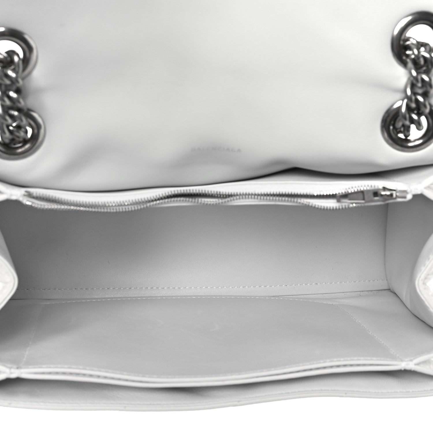 Balenciaga Crushed Calfskin Quilted Medium Crush Chain Bag Optic White 5 of 8